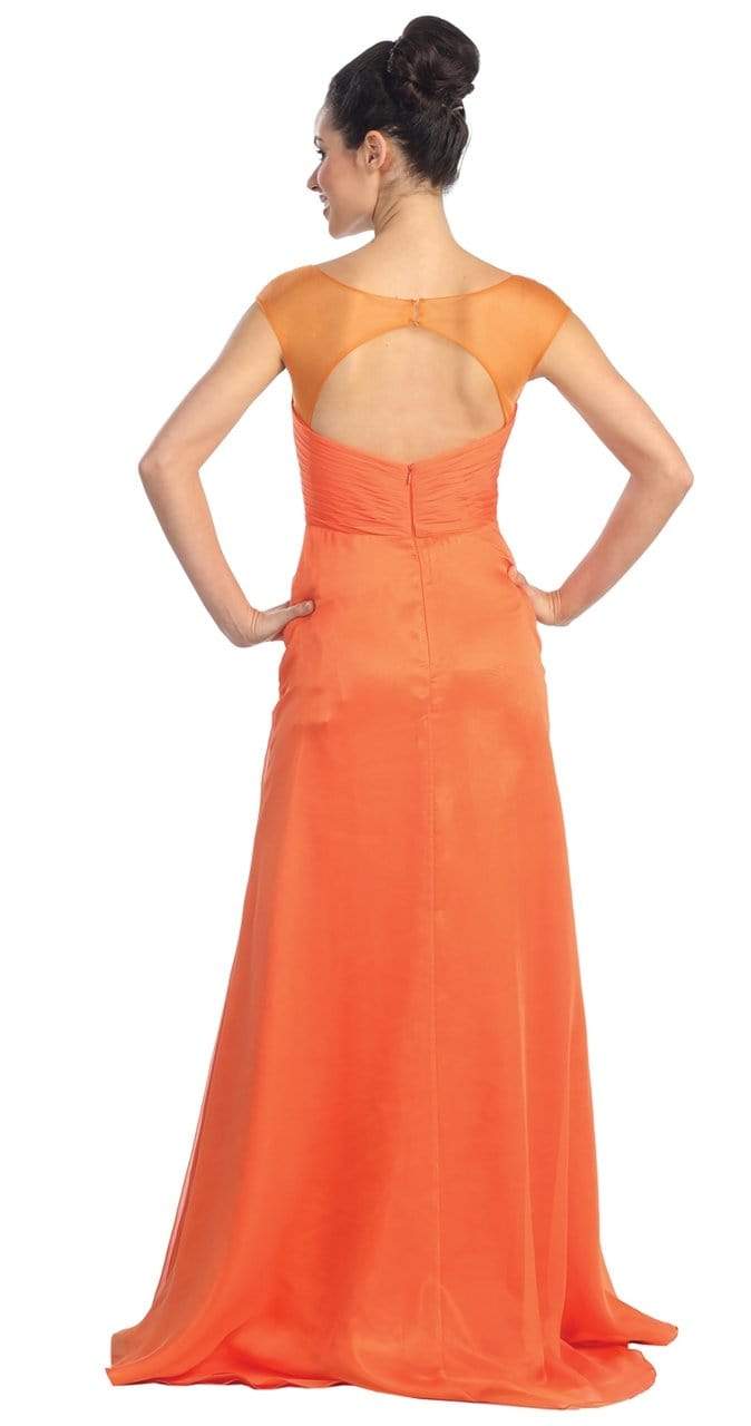 Elizabeth K - GL1088 Bejeweled Cap Sleeve Illusion Bateau Dress Special Occasion Dress