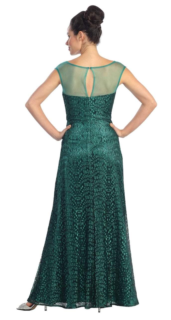 Elizabeth K - GL1089 Embellished Cap Sleeve Illusion Bateau Dress Special Occasion Dress