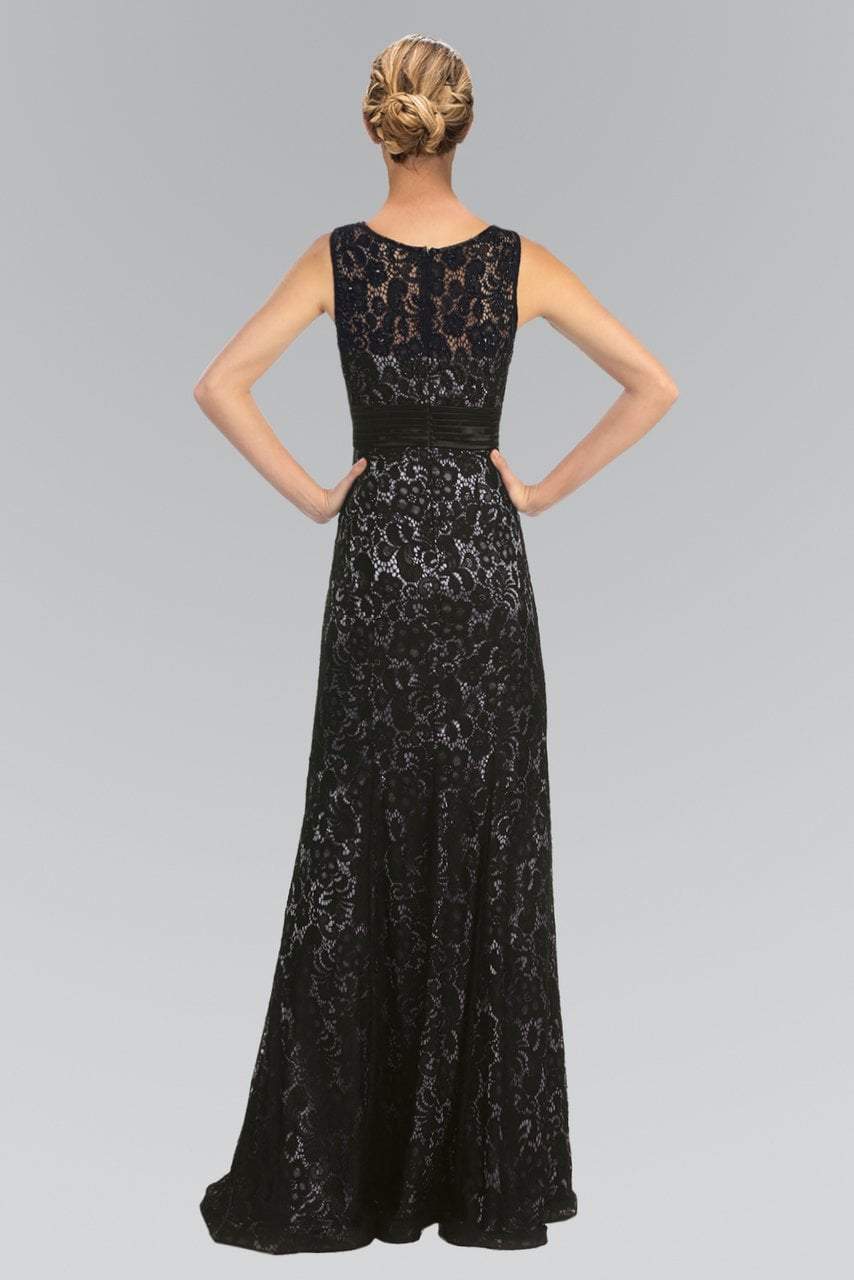 Elizabeth K - GL1101 Lace Embellished Bateau Neck Sheath Dress Special Occasion Dress