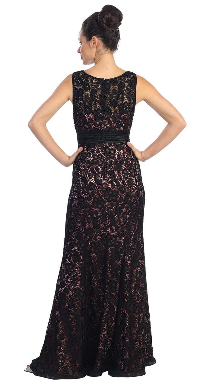 Elizabeth K - GL1101 Lace Embellished Bateau Neck Sheath Dress Special Occasion Dress