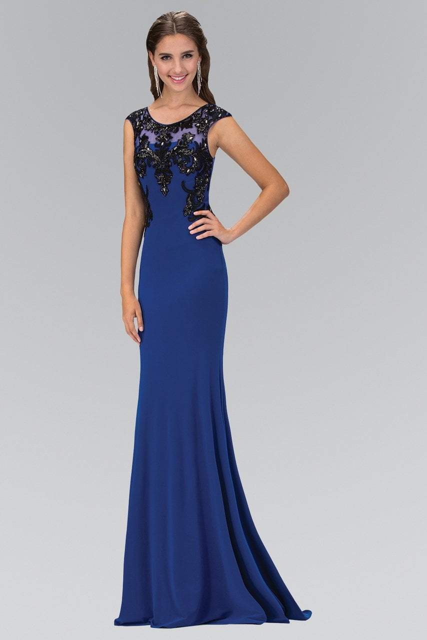 Elizabeth K - GL1380 Embellished Scoop Neck Jersey Gown Special Occasion Dress XS / Royal Blue