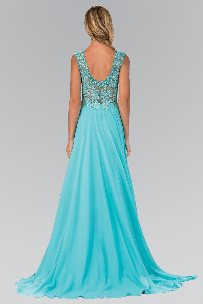 Elizabeth K - GL1410 Beaded Bateau Neck A-Line Gown Special Occasion Dress