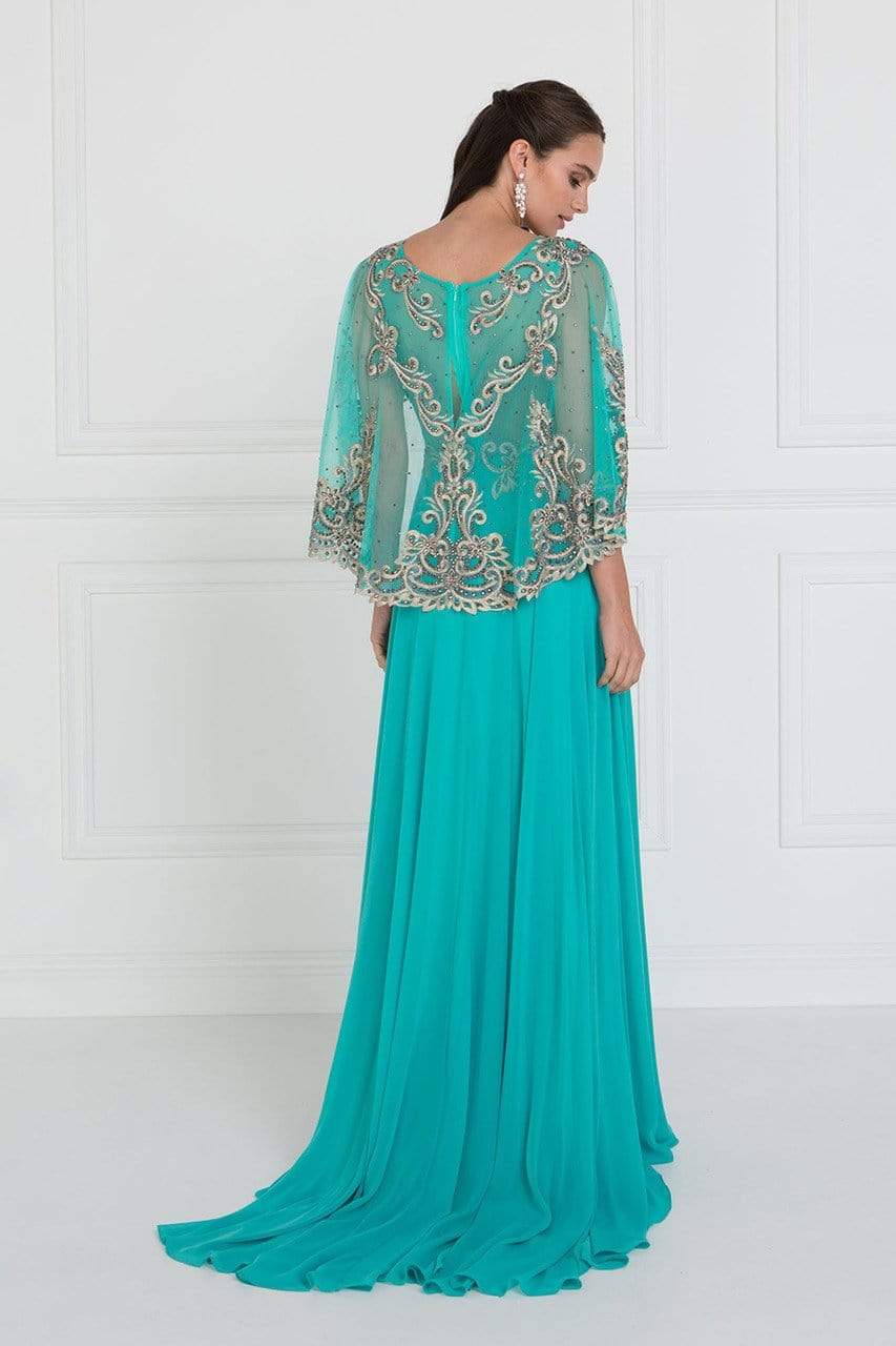 Elizabeth K - GL1527 Chiffon Dress with Embroidered Cape Sleeves Special Occasion Dress