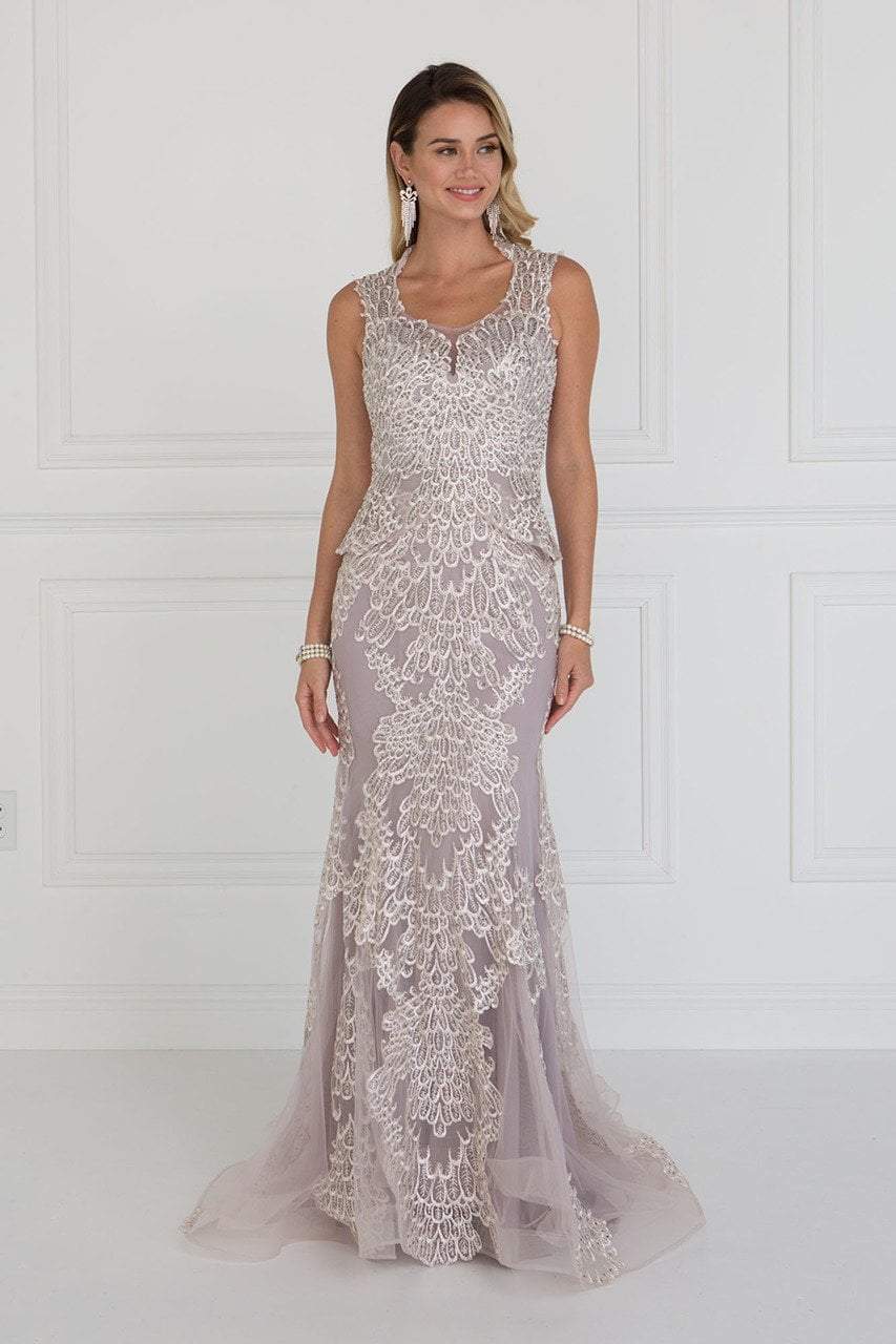 Elizabeth K - GL1530 Embroidered Scoop Sheath Dress Special Occasion Dress XS / Mauve