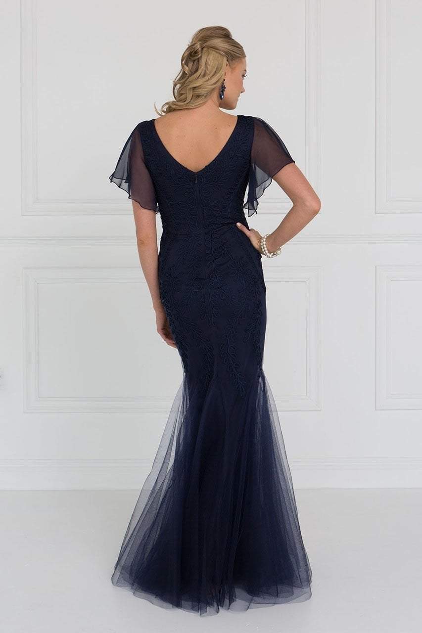 Elizabeth K - GL1576 Butterfly Sleeve Embroidered Foliage Trumpet Gown Mother of the Bride Dresses