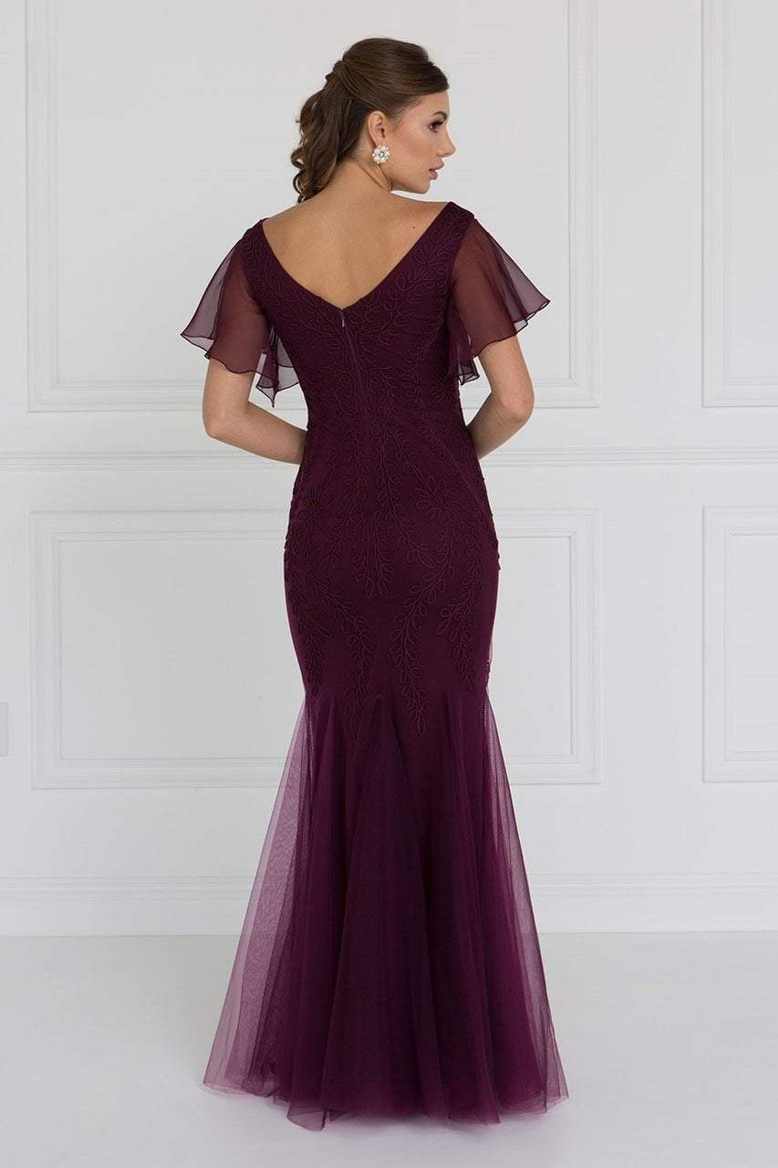 Elizabeth K - GL1576 Butterfly Sleeve Embroidered Foliage Trumpet Gown Mother of the Bride Dresses
