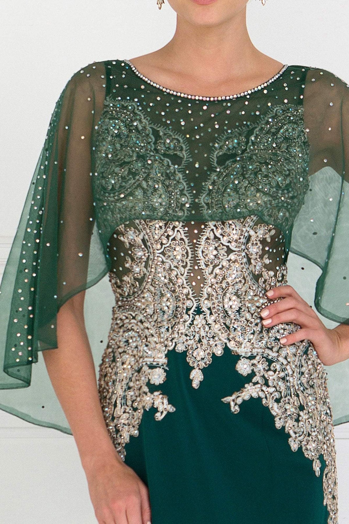 Elizabeth K - GL1595 Embroidered Bateau Jersey Trumpet Dress Special Occasion Dress