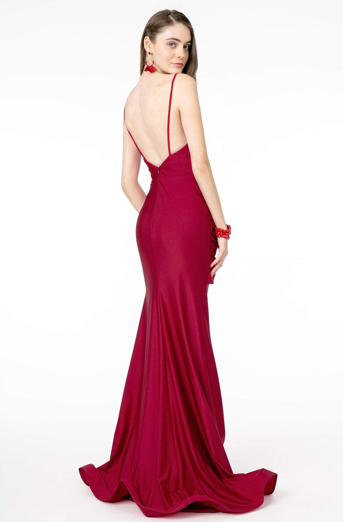 Elizabeth K - GL1815 Spaghetti Strap Draped Ornate Mermaid Dress Prom Dresses