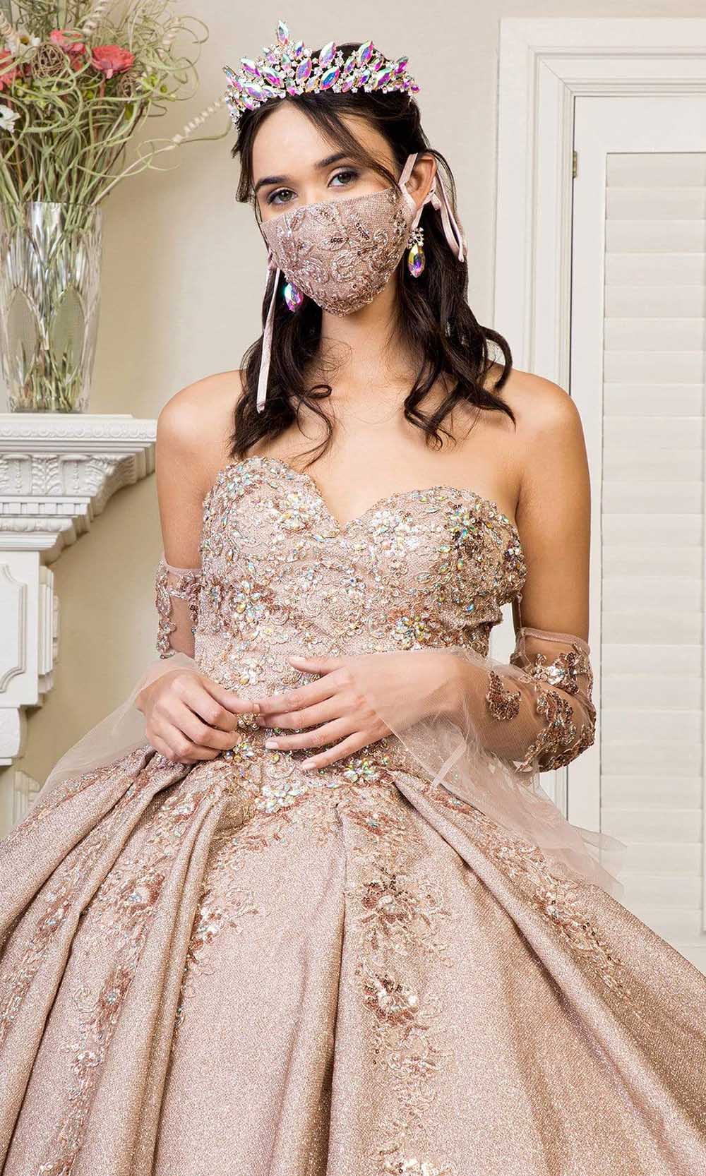 Elizabeth K - GL1912 Embroidered Ballgown With Sheer Bell Sleeves Quinceanera Dresses