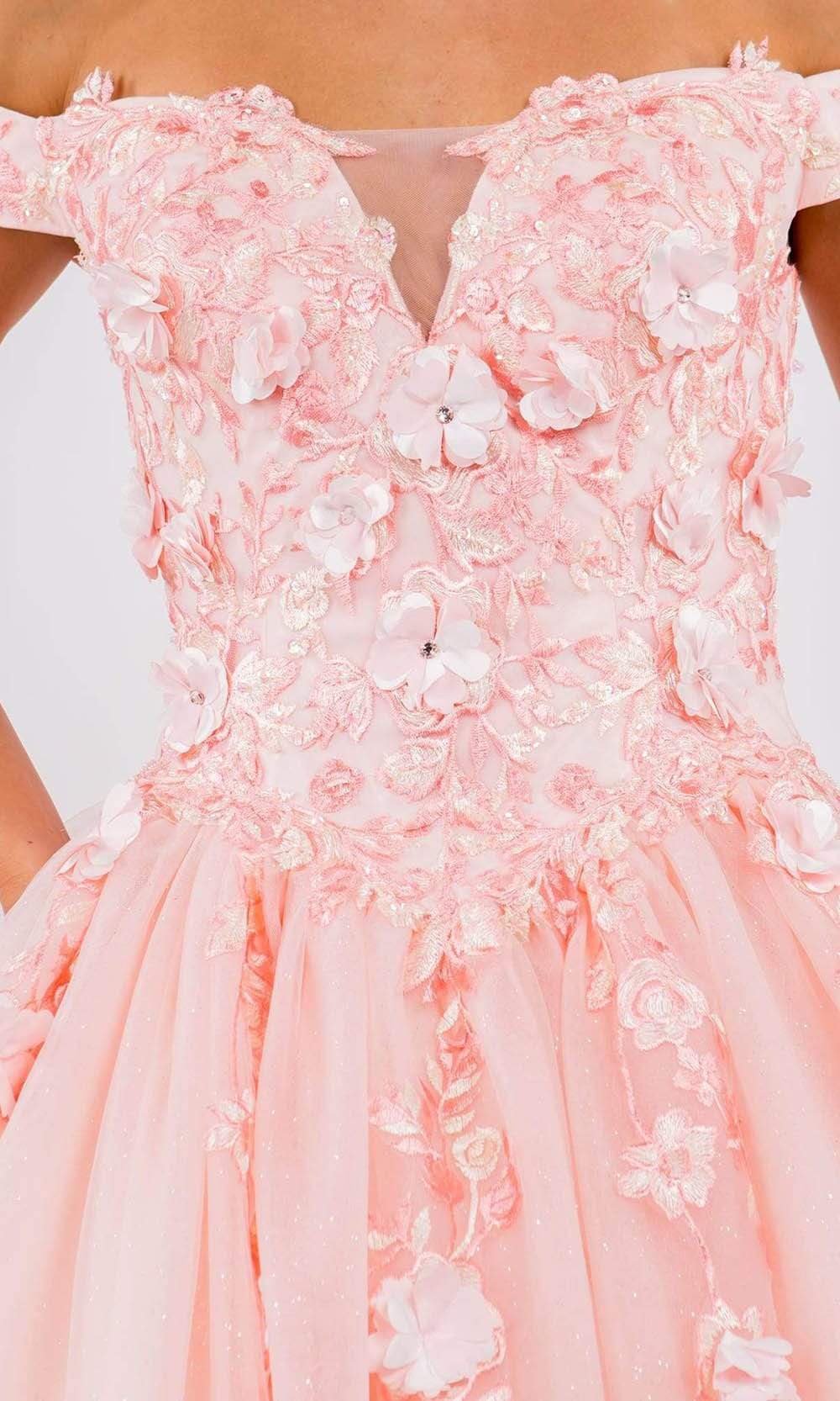 Elizabeth K - GL1958 Floral Applique Off Shoulder Ballgown Special Occasion Dresses