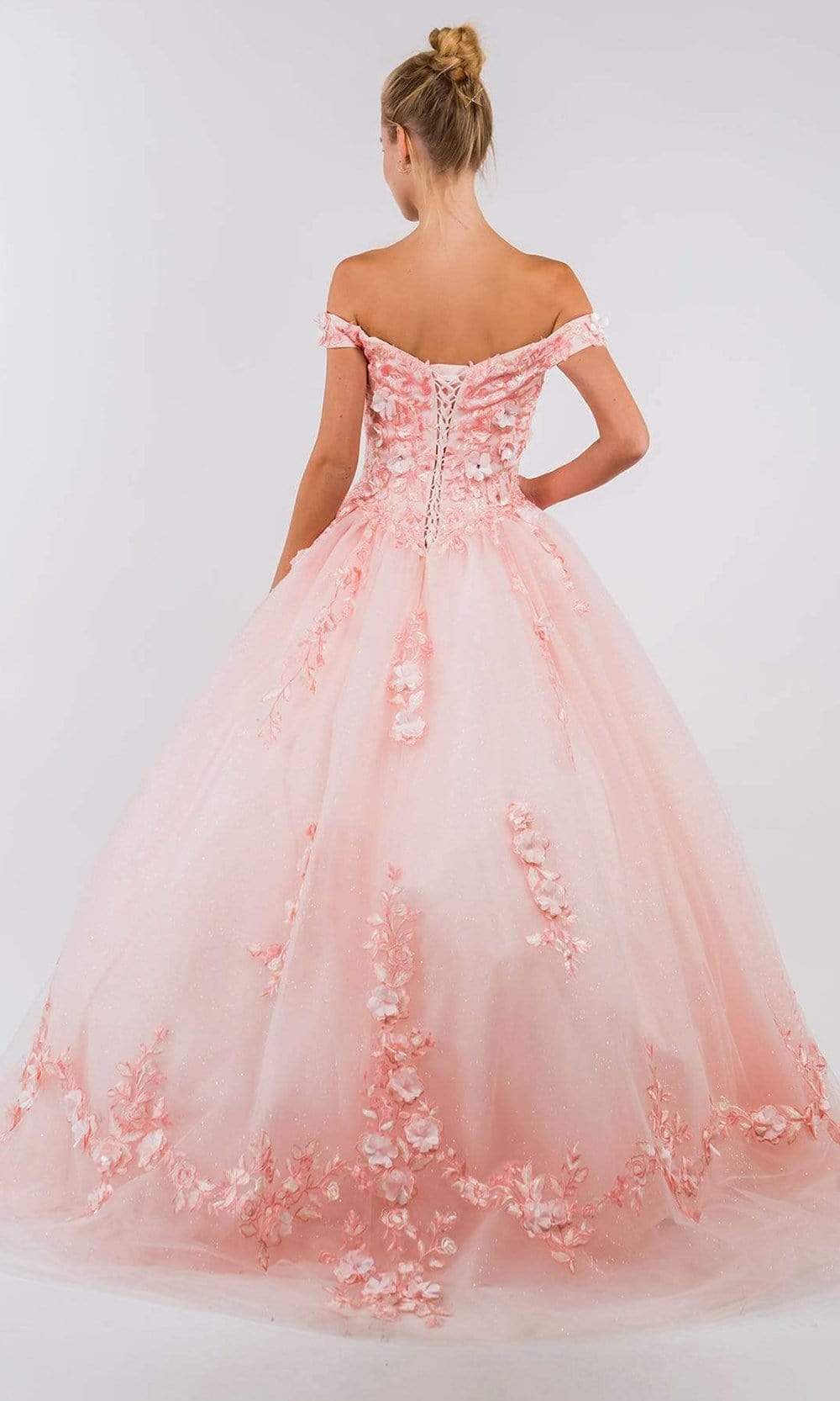 Elizabeth K - GL1958 Floral Applique Off Shoulder Ballgown Special Occasion Dresses