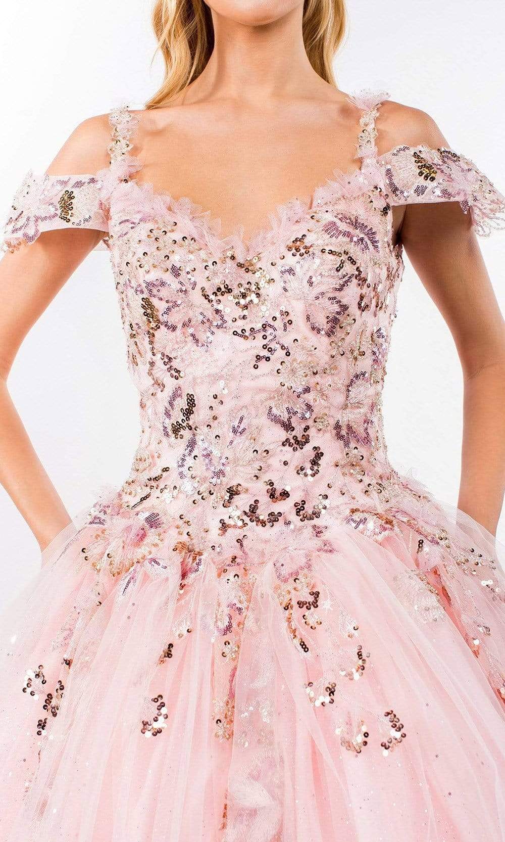 Elizabeth K - GL1969 Sequined Cold Shoulder Ballgown Special Occasion Dresses