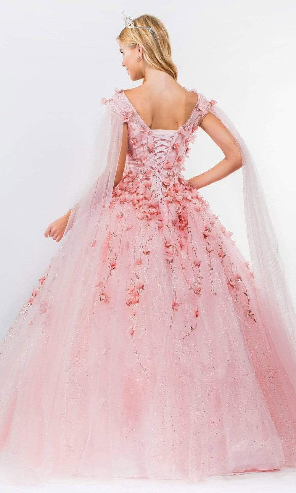 Elizabeth K - GL1974 Cape Sleeve Applique Ballgown Special Occasion Dresses