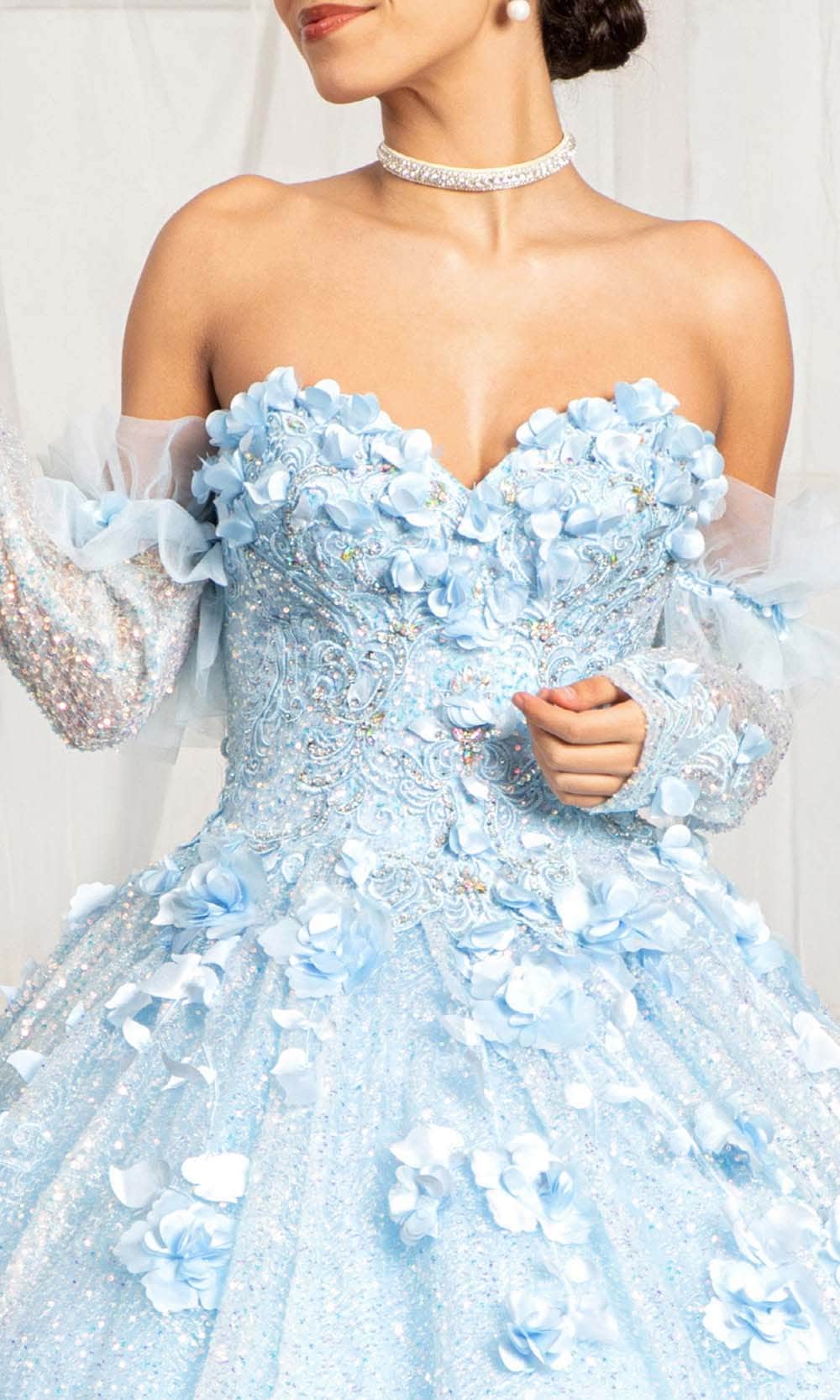 Elizabeth K GL1986 - Sweetheart Neck with Removable Sleeve Long Gown Quinceanera Dresses