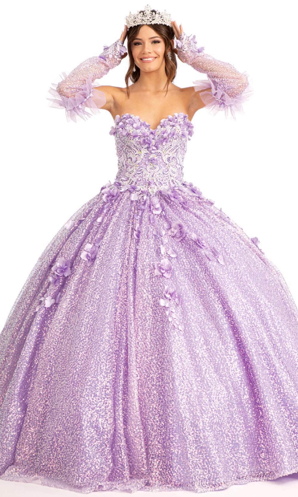Elizabeth K GL1986 - Sweetheart Neck with Removable Sleeve Long Gown Quinceanera Dresses
