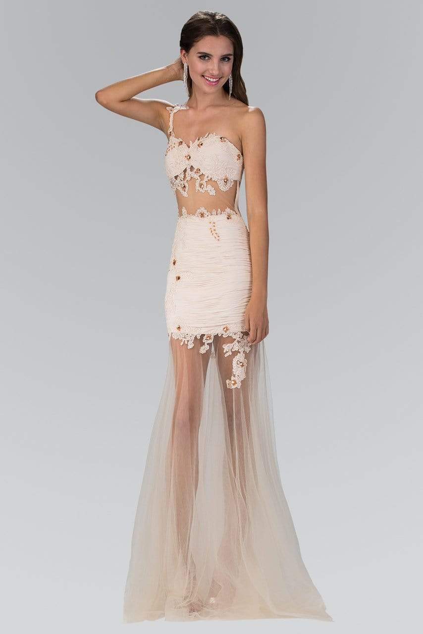 Elizabeth K - GL2012 Laced Sweetheart Tulle Trumpet Dress Special Occasion Dress XS / Beige