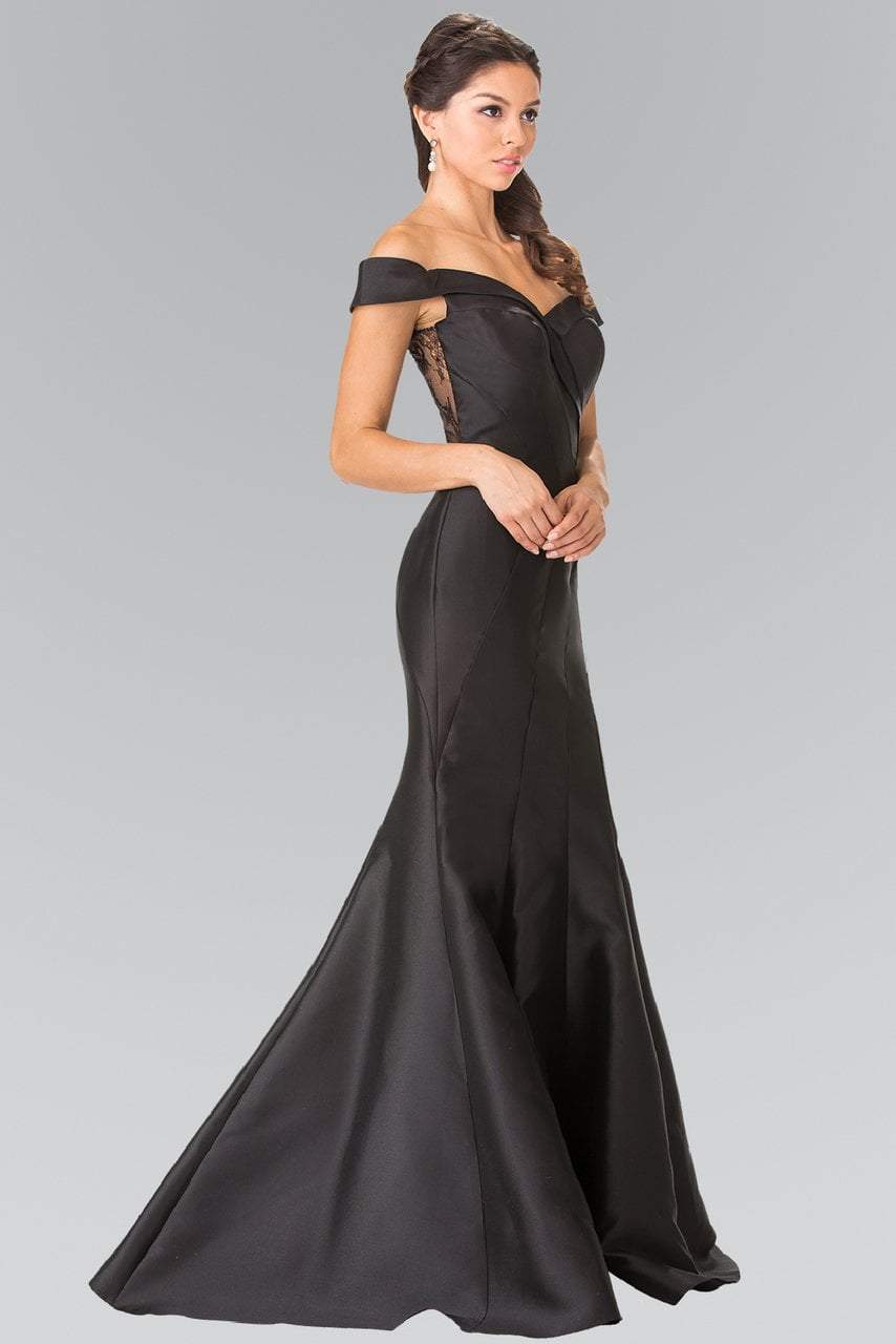 Elizabeth K - GL2213 Laced Off-Shoulder Mikado Mermaid Dress Special Occasion Dress XS / Black