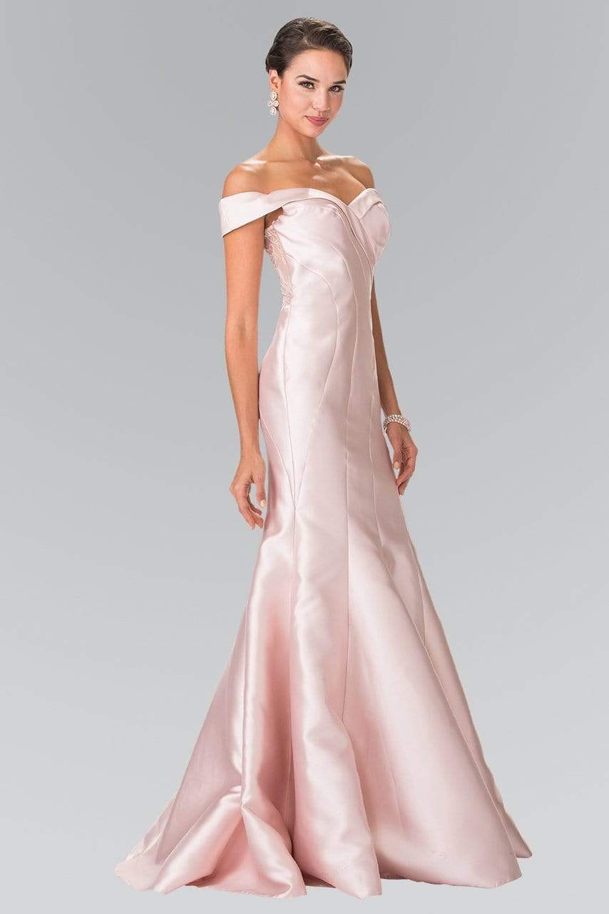 Elizabeth K - GL2213 Laced Off-Shoulder Mikado Mermaid Dress Special Occasion Dress XS / Blush