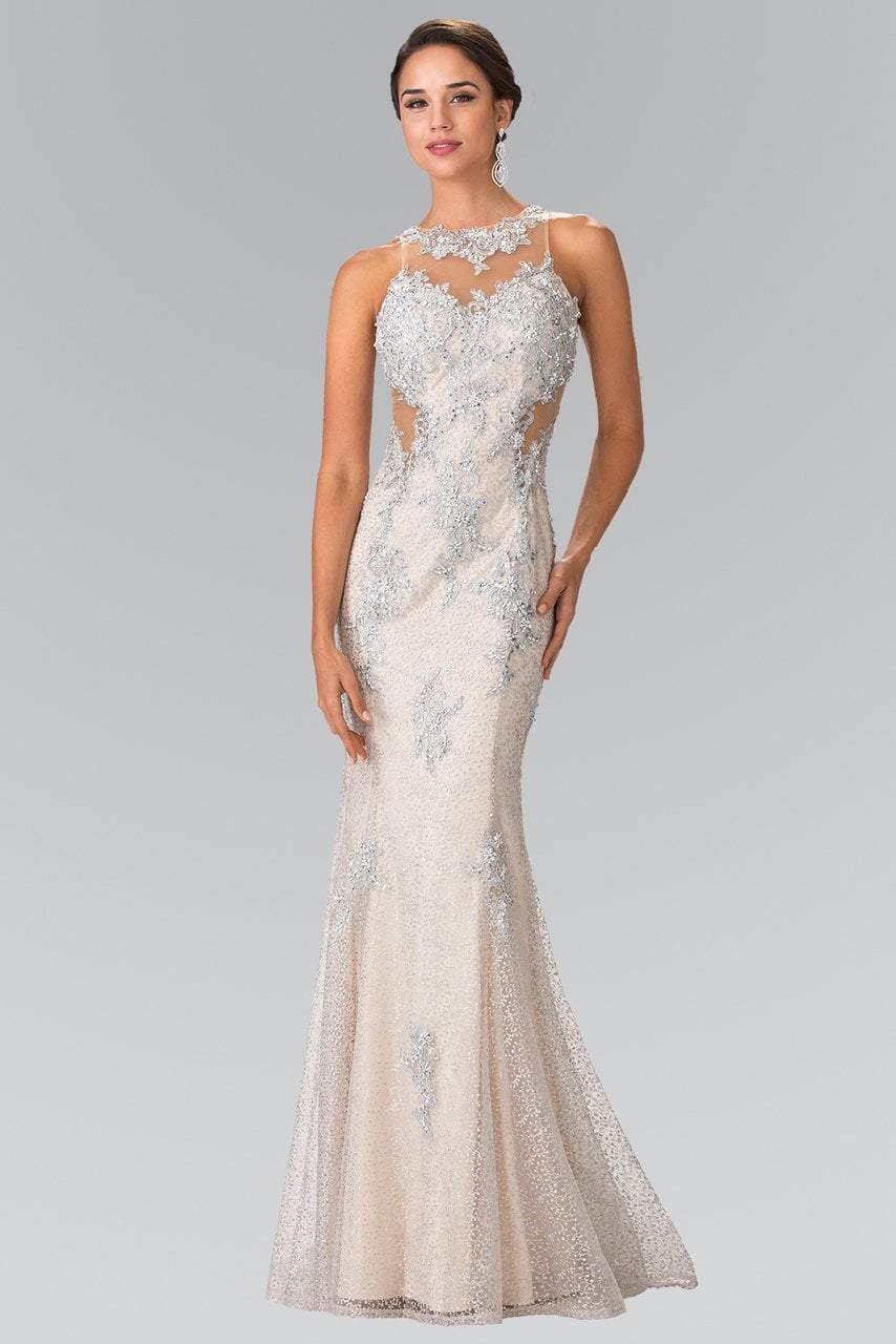 Elizabeth K - GL2220 Embroidered Halter Neck Mermaid Dress Special Occasion Dress XS / Silver
