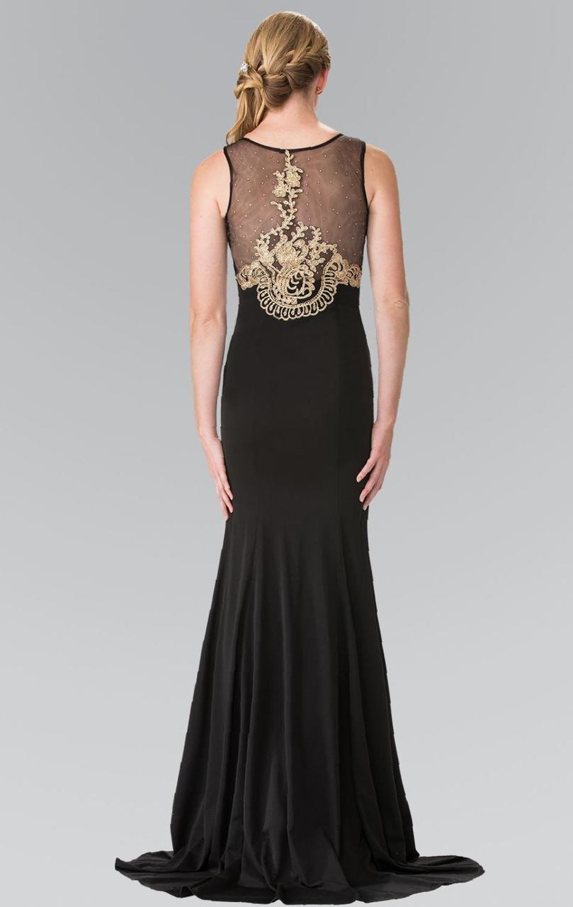 Elizabeth K - GL2230 Embroidered Bateau Neck Jersey Trumpet Dress Special Occasion Dress
