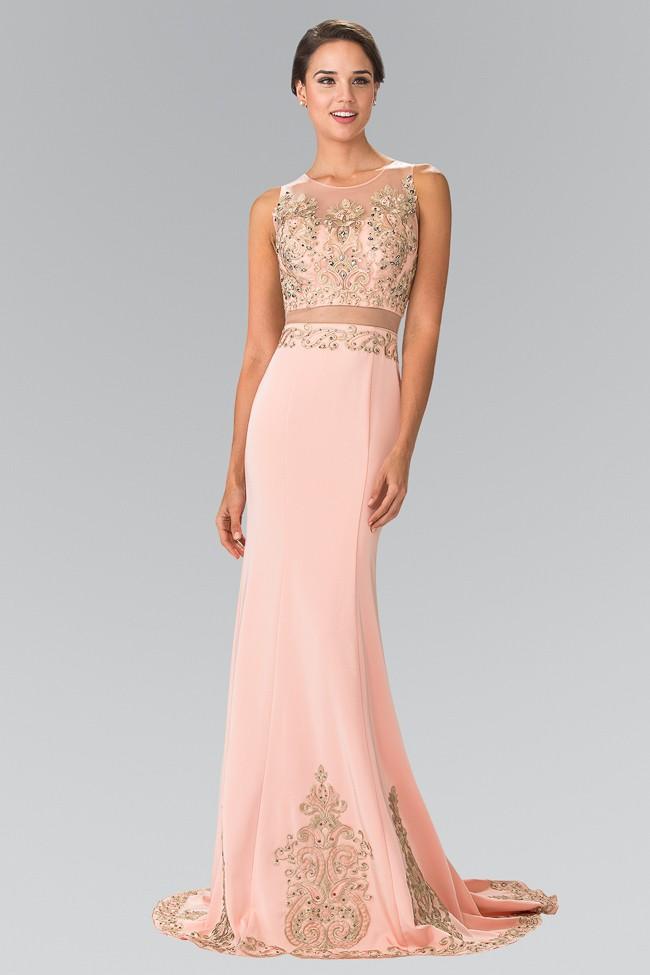 Elizabeth K - GL2248 Embroider Two Piece Long Dress Special Occasion Dress XS / Blush