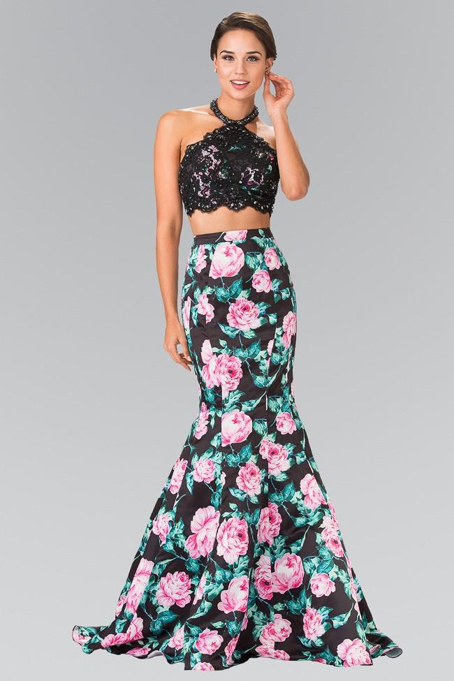 Elizabeth K - GL2259 Two-Piece Halter Mermaid Gown Special Occasion Dress XS / Black