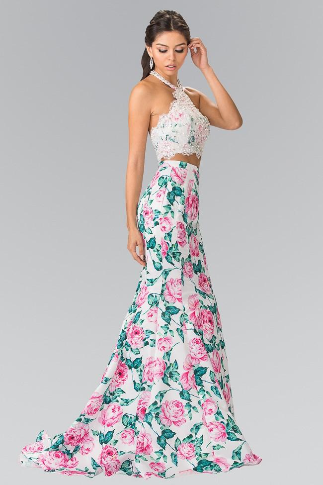 Elizabeth K - GL2259 Two-Piece Halter Mermaid Gown Special Occasion Dress XS / White