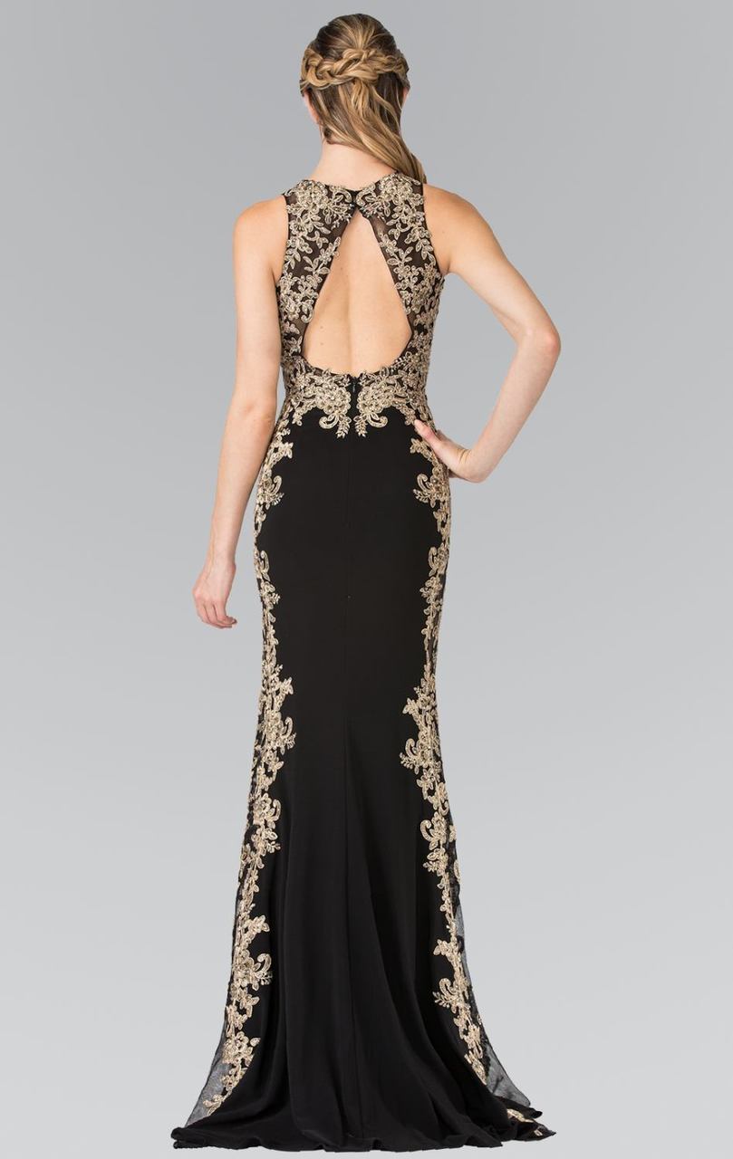 Elizabeth K - GL2320 Laced Illusion High Neck Rome Jersey Dress Special Occasion Dress