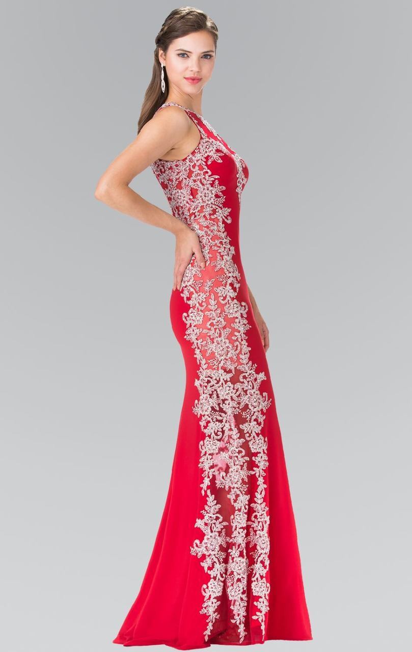 Elizabeth K - GL2320 Laced Illusion High Neck Rome Jersey Dress Special Occasion Dress