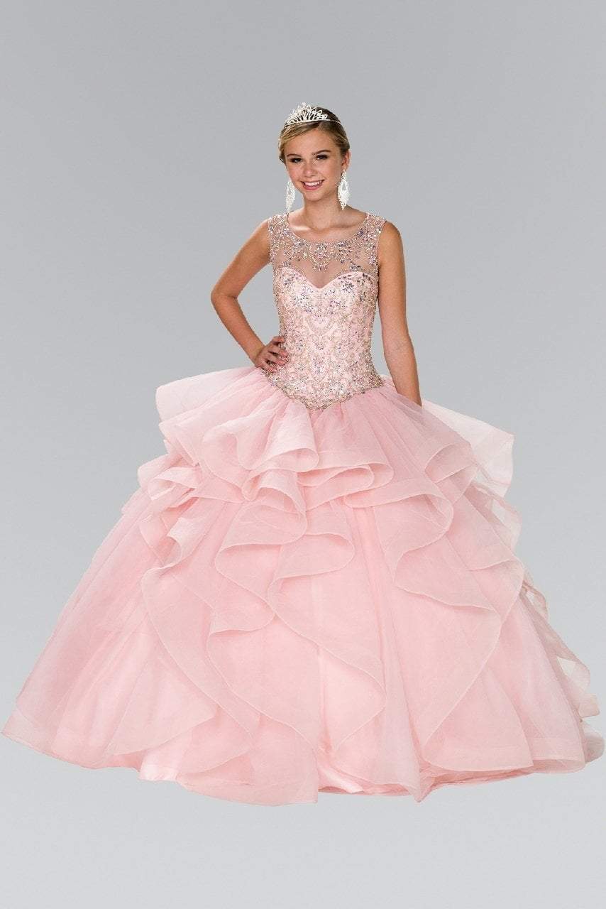 Elizabeth K - GL2378 Beaded Illusion Sweetheart Ballgown with Bolero Special Occasion Dress