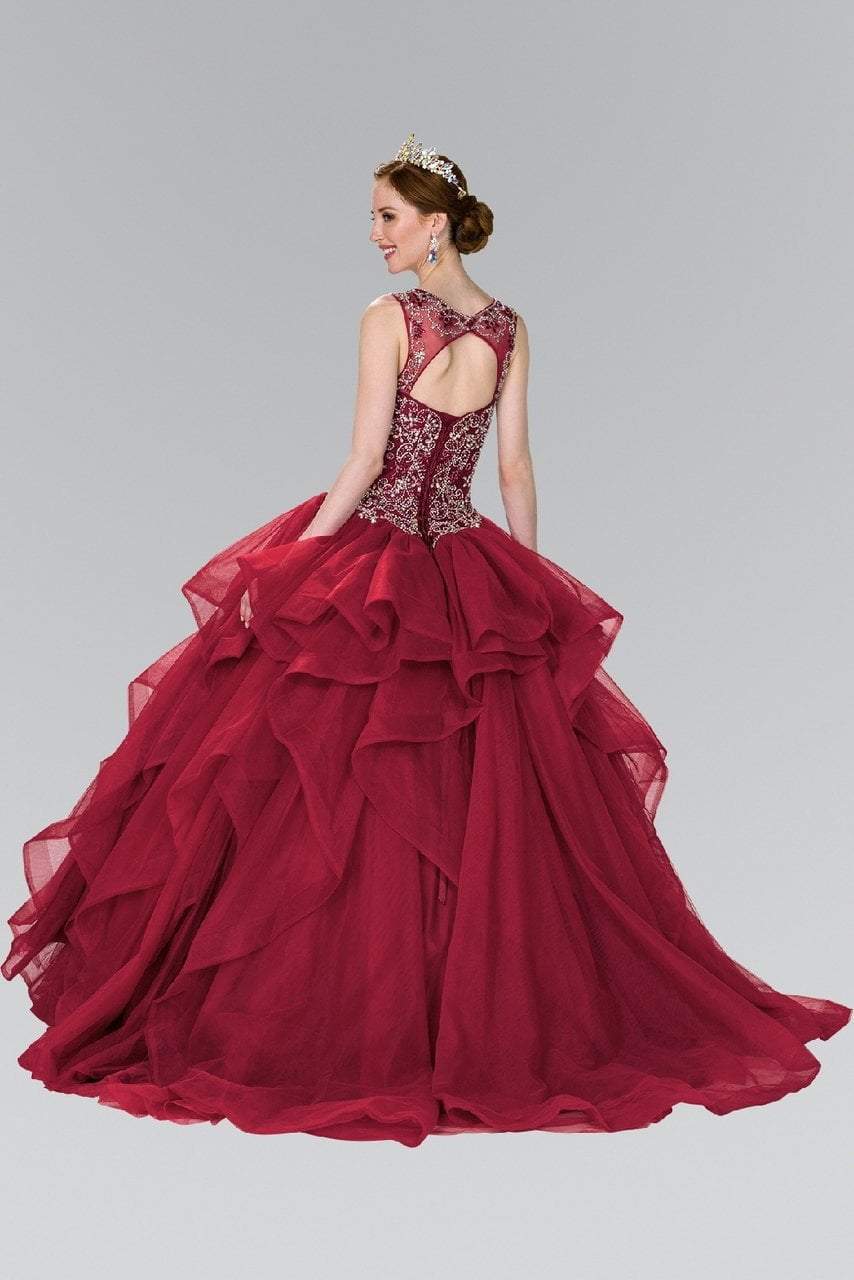 Elizabeth K - GL2378 Beaded Illusion Sweetheart Ballgown with Bolero Special Occasion Dress