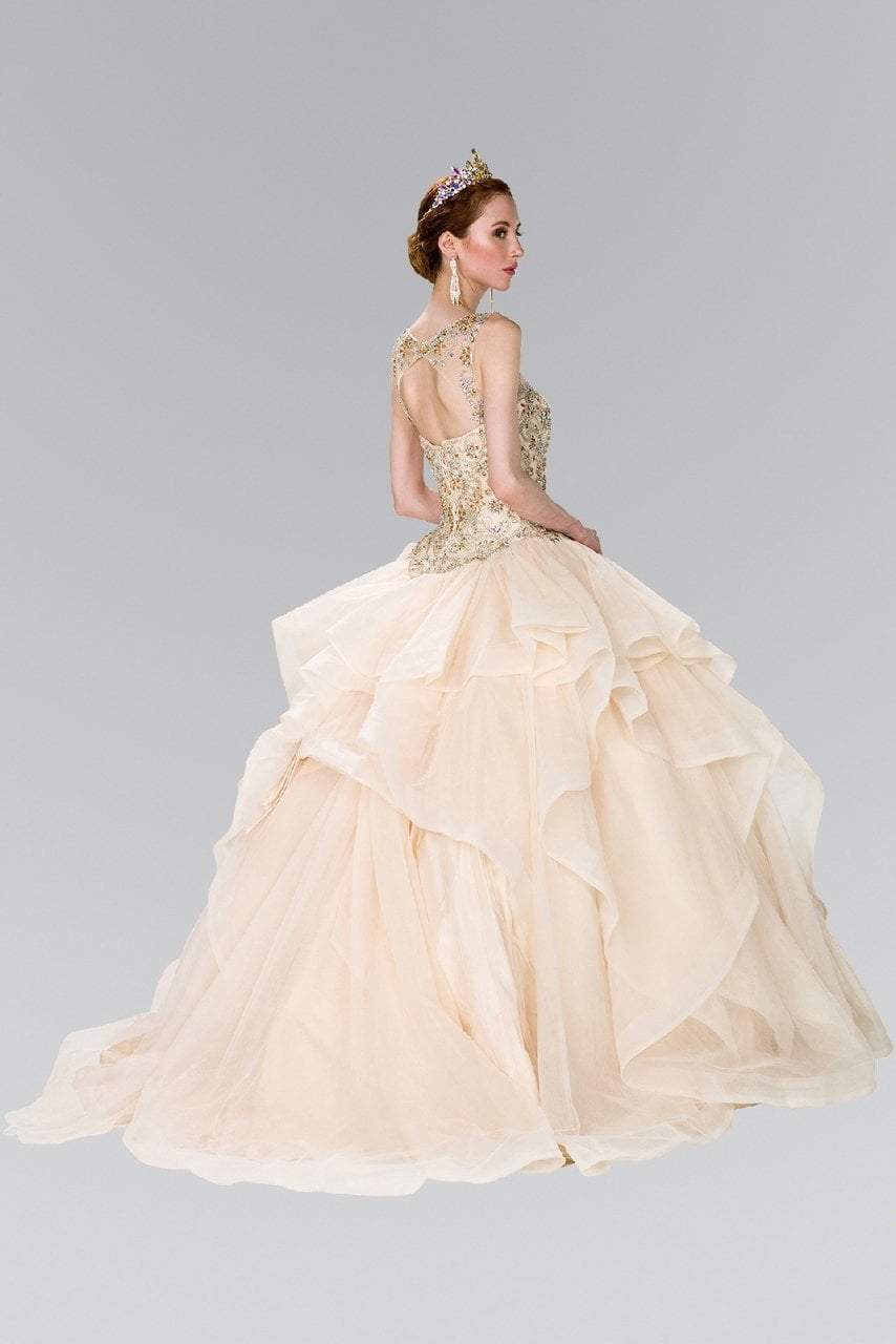 Elizabeth K - GL2378 Beaded Illusion Sweetheart Ballgown with Bolero Special Occasion Dress