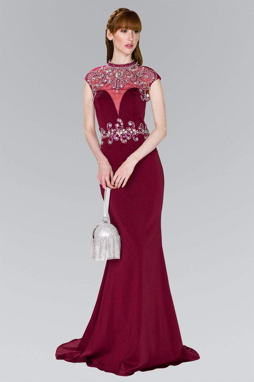 band formal dresses GLS Long Mother of the Bride Dress GL3434 - A-line Chiffon Gown - Mauve - 3/4 Sleeve
