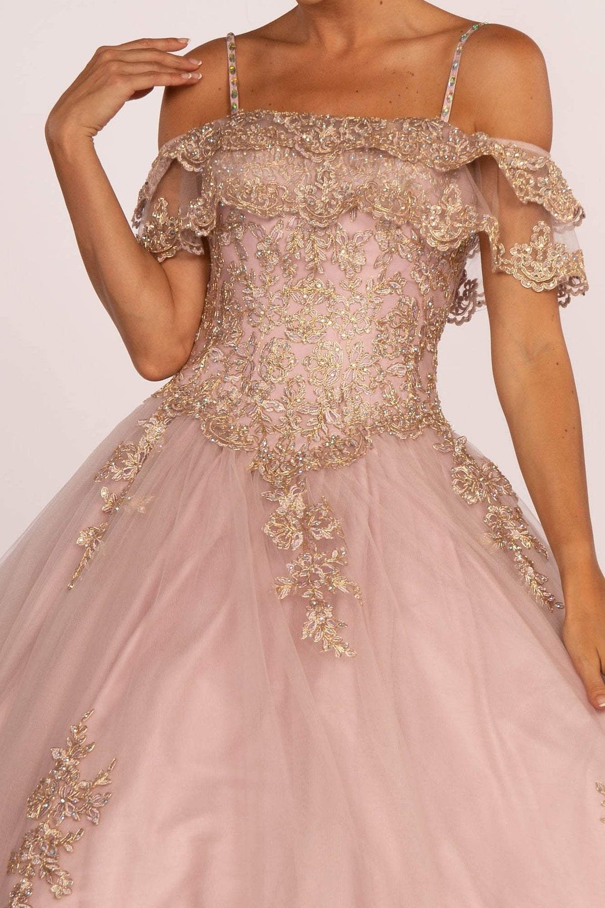 Elizabeth K - GL2510 Ruffled Off Shoulder Mesh Ballgown Special Occasion Dress