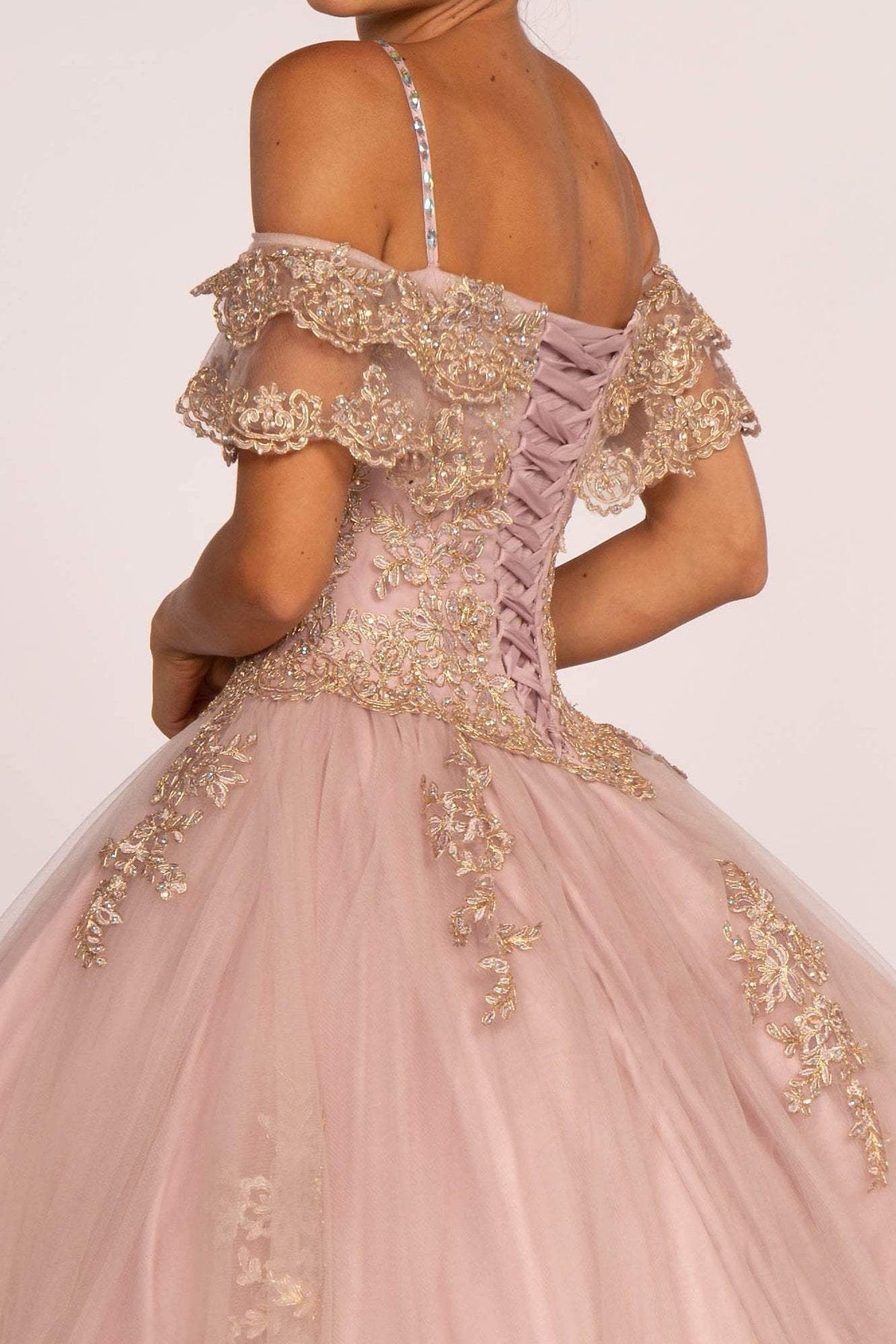 Elizabeth K - GL2510 Ruffled Off Shoulder Mesh Ballgown Special Occasion Dress