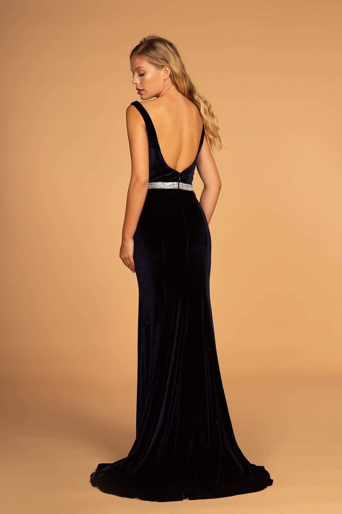 Elizabeth K - GL2559 Low Scoop Back Sleeveless V-Neck Velvet Gown Special Occasion Dress