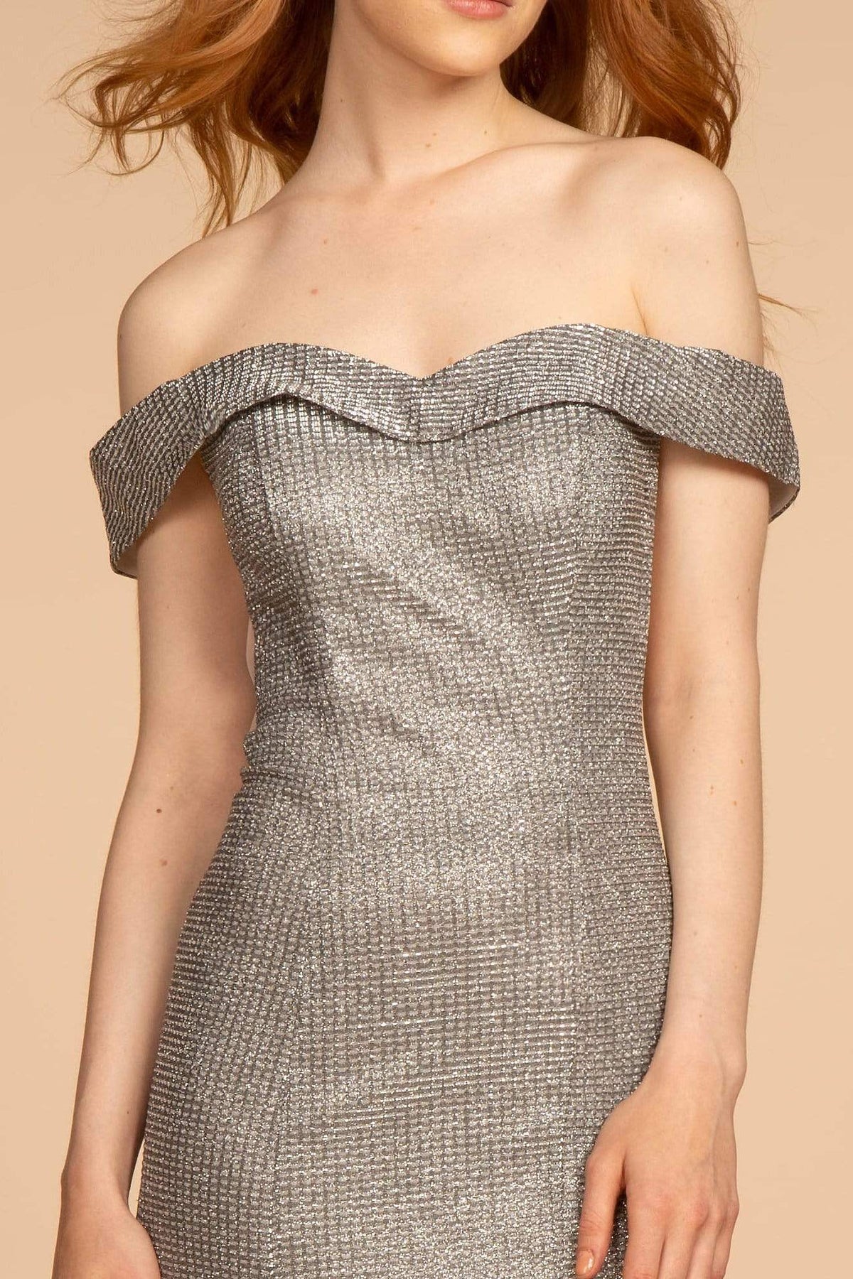 Elizabeth K - GL2562 Glitter Crepe Off-Shoulder Mermaid Dress Special Occasion Dress