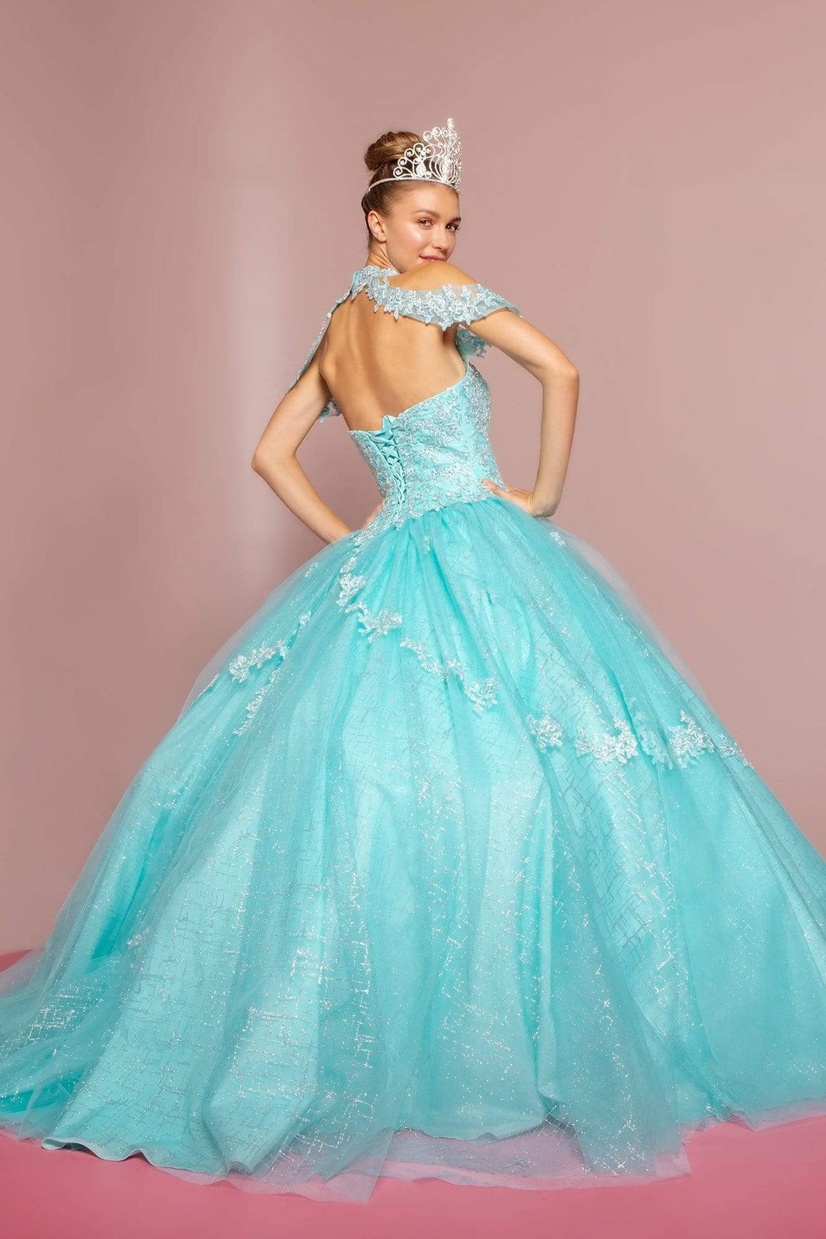 Elizabeth K - GL2602 Embroidered Halter Ballgown Special Occasion Dress