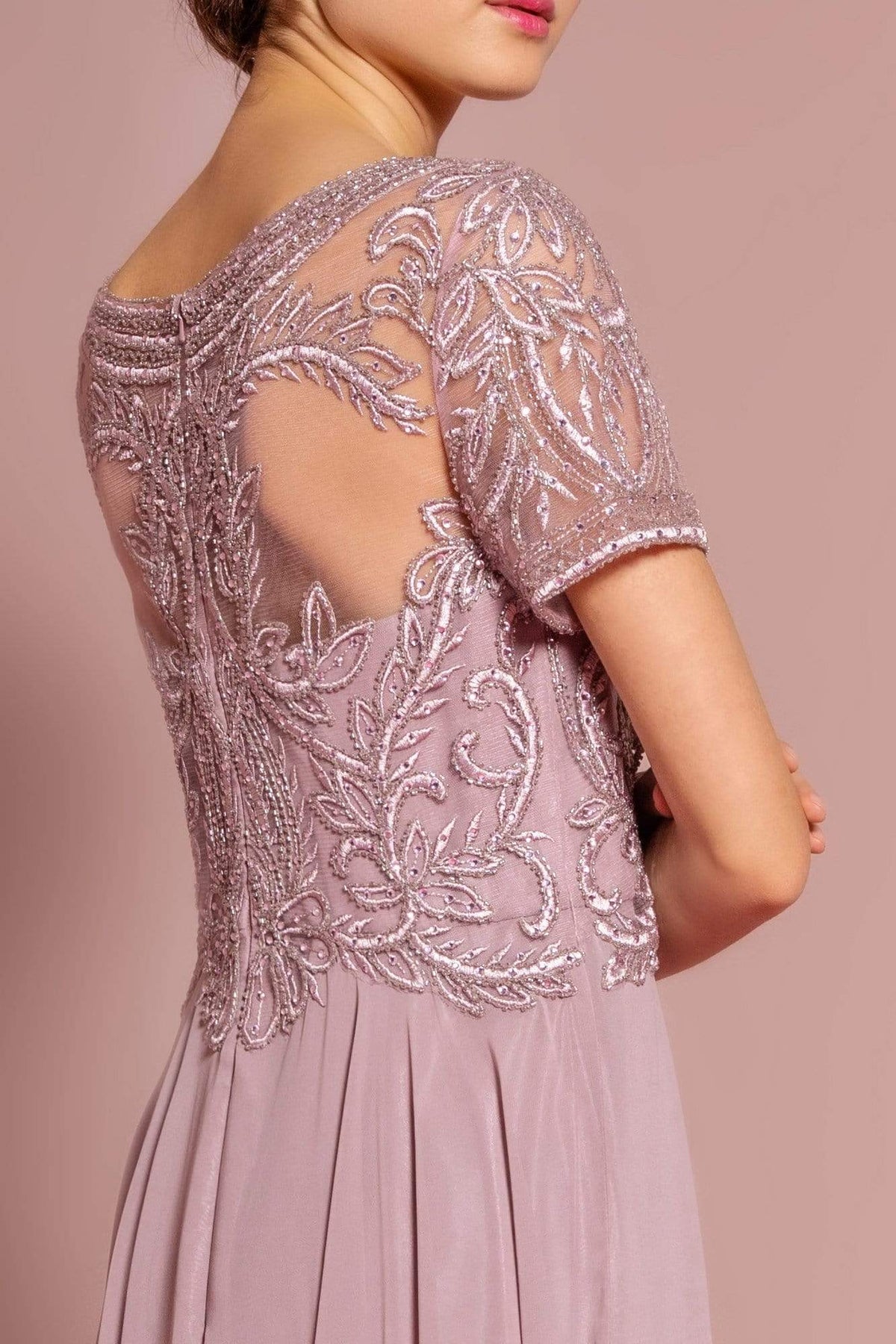 Elizabeth K - GL2683 Floral Embroidered Bateau Dress Mother of the Bride Dresses