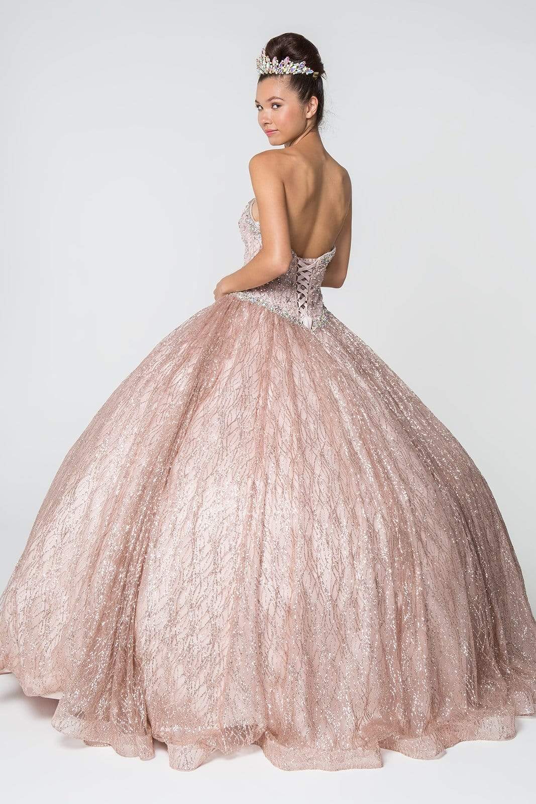 Elizabeth K - GL2801 Strapless Embellished Ballgown With Cloak Quinceanera Dresses