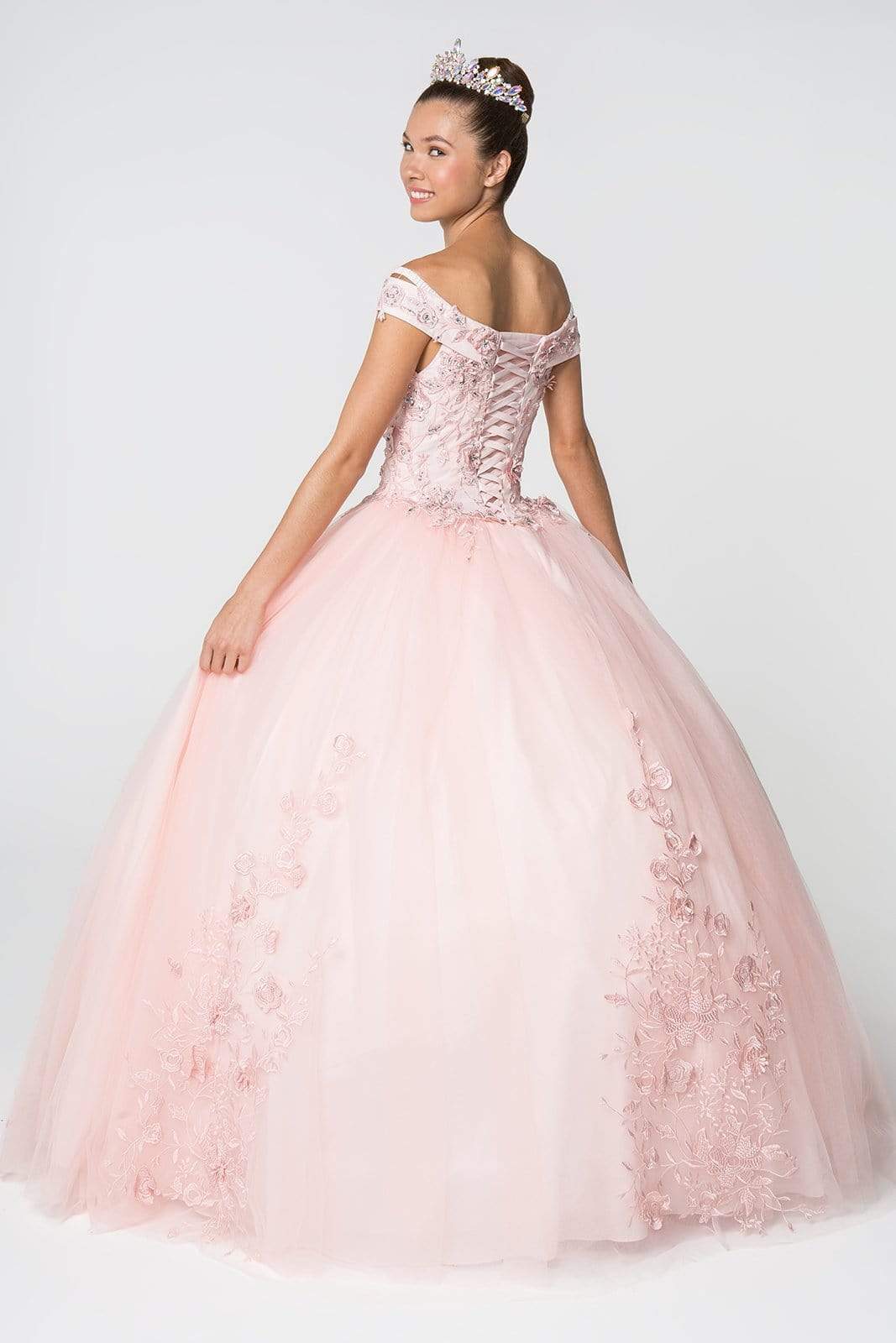 Elizabeth K - GL2802 Floral Embroidered Off Shoulder Ballgown Quinceanera Dresses