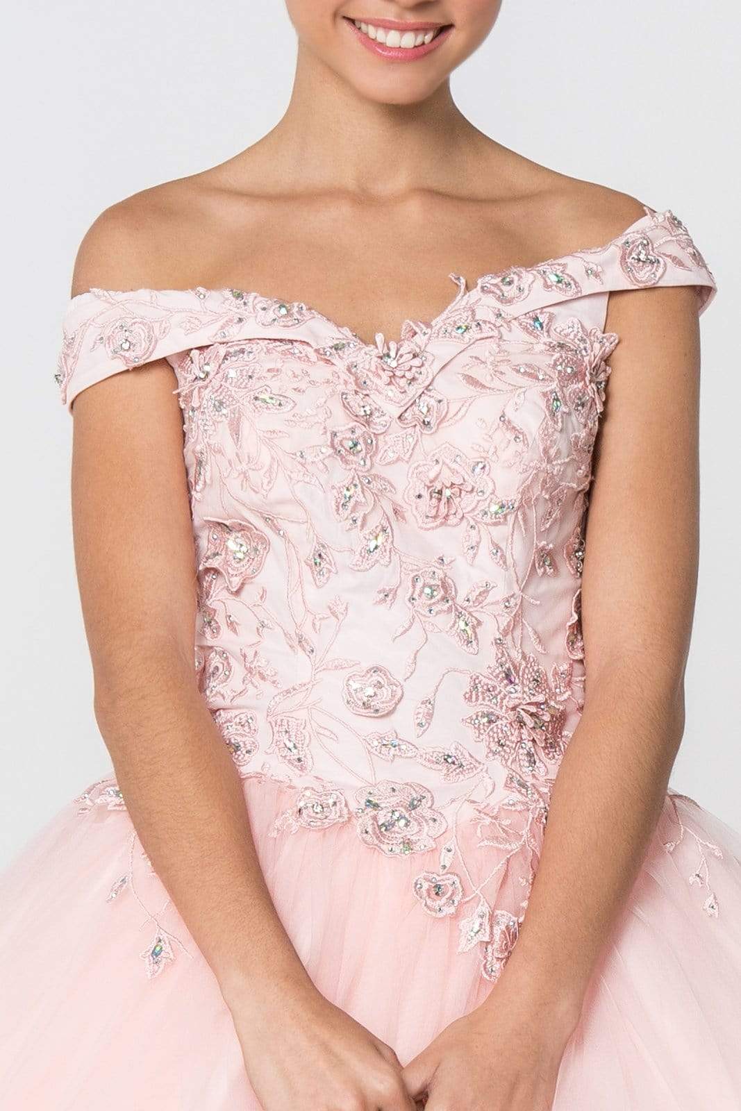 Elizabeth K - GL2802 Floral Embroidered Off Shoulder Ballgown Quinceanera Dresses