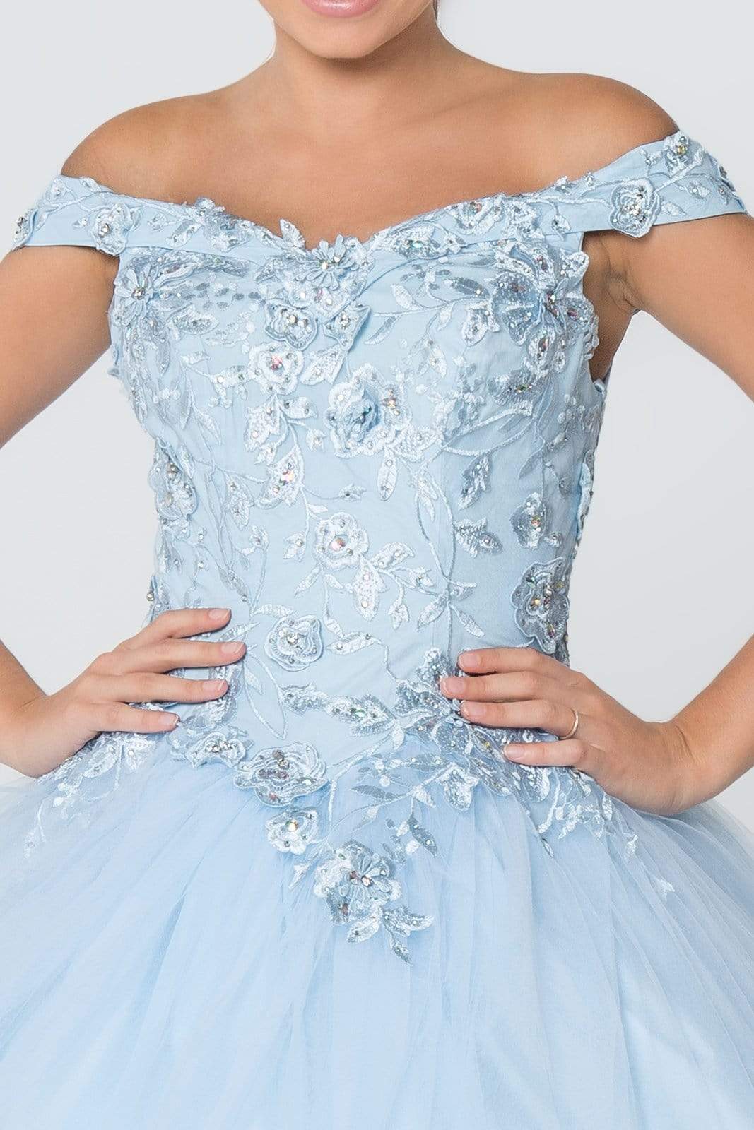 Elizabeth K - GL2802 Floral Embroidered Off Shoulder Ballgown Quinceanera Dresses