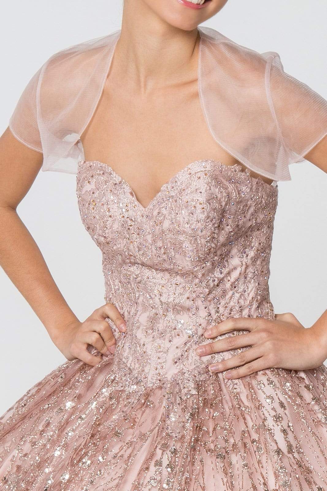 Elizabeth K - GL2804 Embellished Sweetheart Ballgown with Bolero Quinceanera Dresses