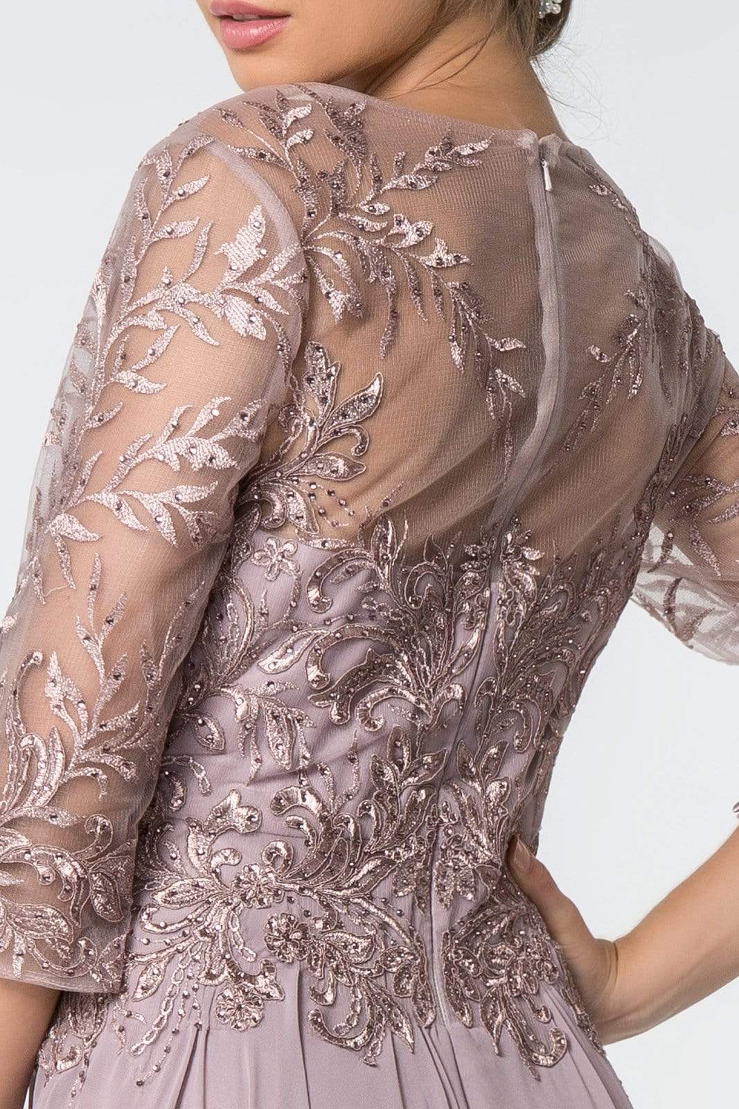 Elizabeth K - GL2810 Embroidered Bateau Chiffon A-line Gown Mother of the Bride Dresses