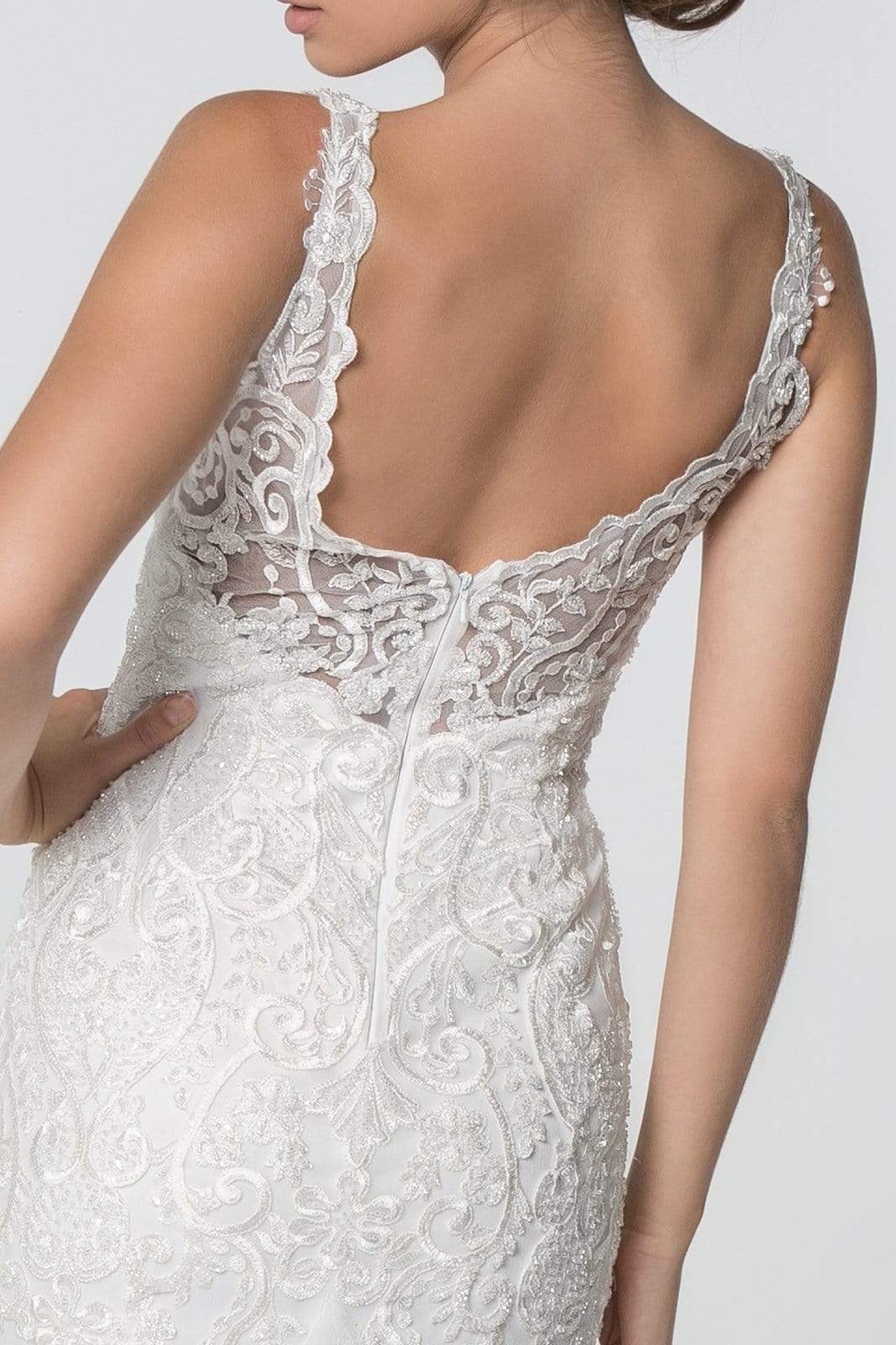 Elizabeth K - GL2815 Embroidered V-Neck Mermaid Wedding Dress Wedding Dresses