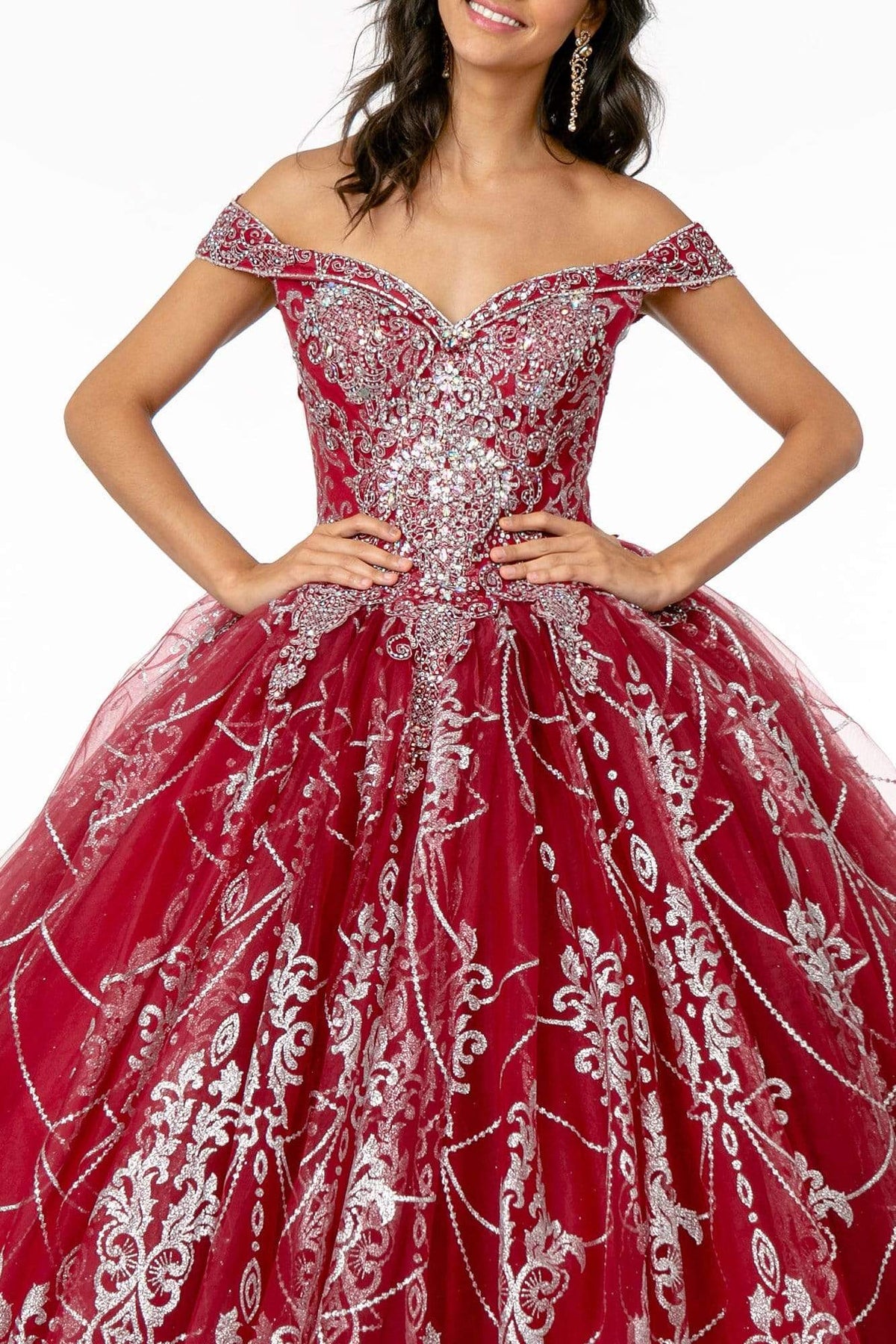 Elizabeth K - GL2910 Glitter Mesh Off-Shoulder Quinceanera Gown Quinceanera Dresses