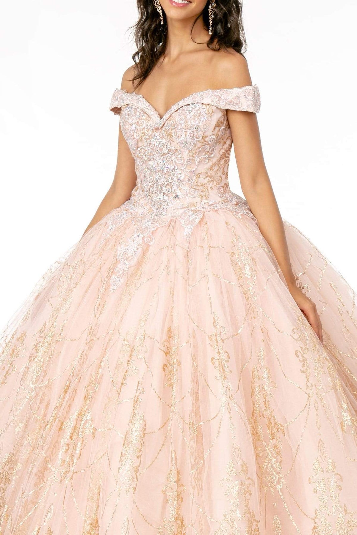 Elizabeth K - GL2910 Glitter Mesh Off-Shoulder Quinceanera Gown Quinceanera Dresses