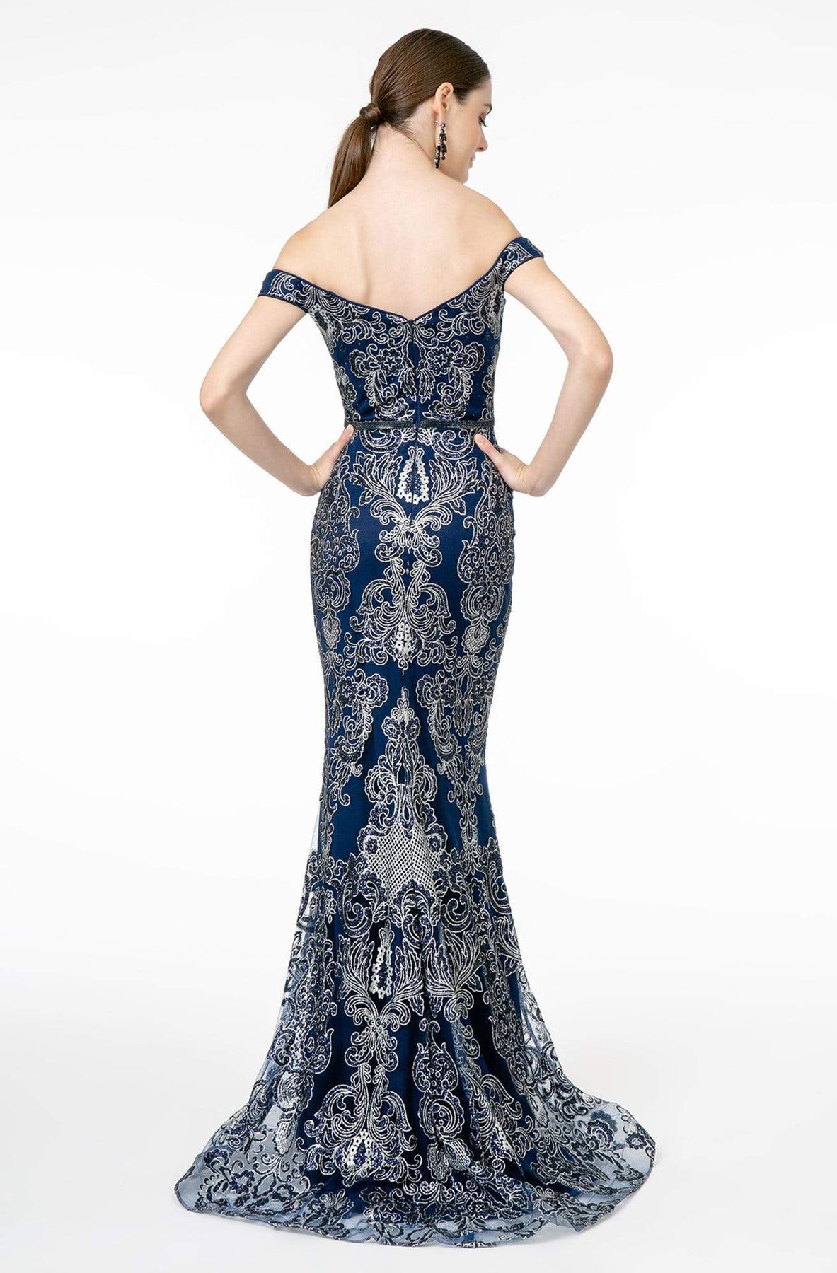 Elizabeth K - GL2922 Glitter Off-Shoulder Evening Dress Evening Dresses