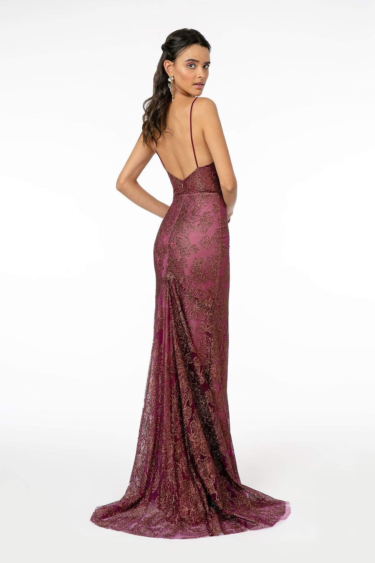 Elizabeth K - GL2989 Embellished Deep V-Neck Trumpet Dress Evening Dresses